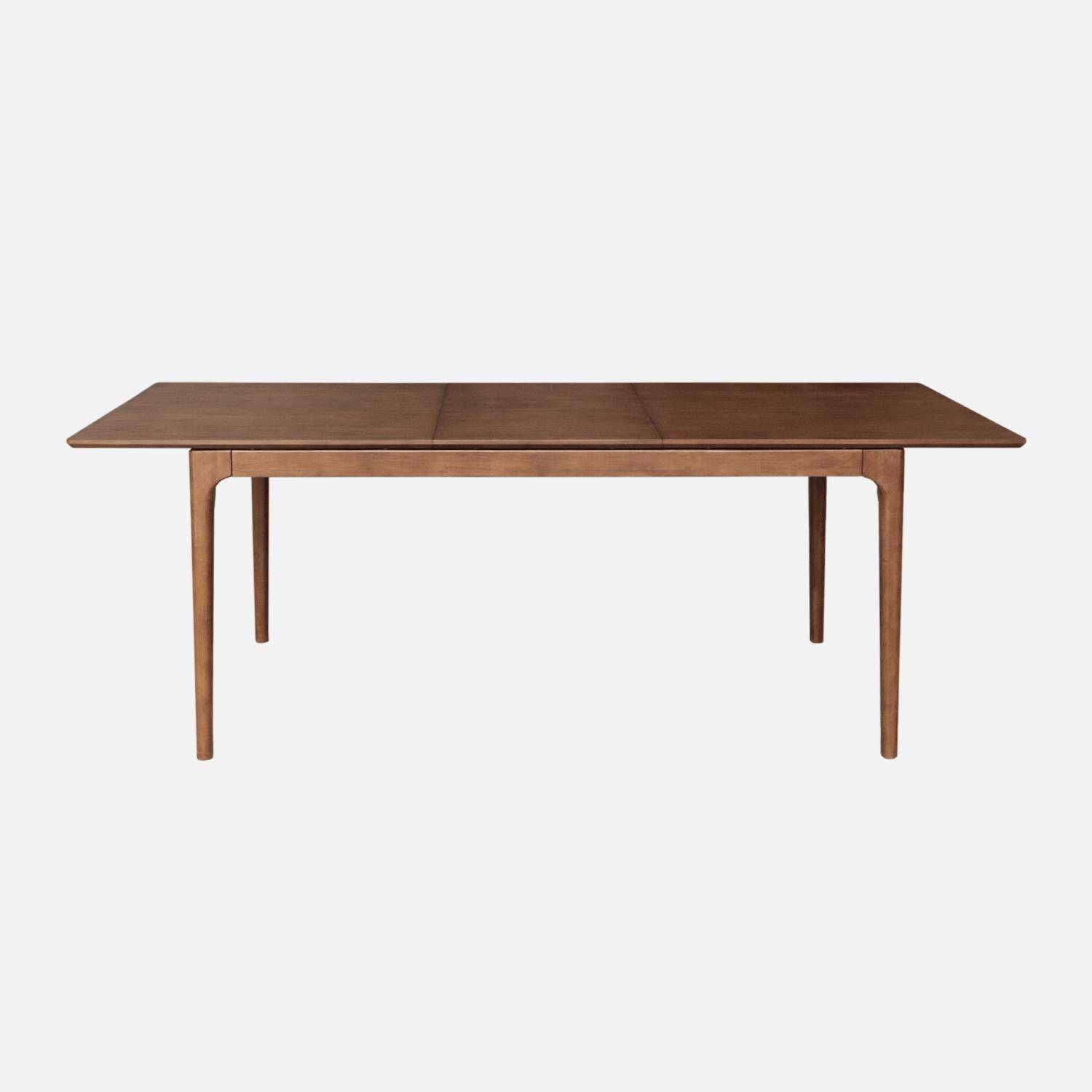 Table à manger rectangulaire extensible bois d'hévéa et placage frêne noyer 6-8 places - 160/210 x 90 x 76 cm - Elena Photo5