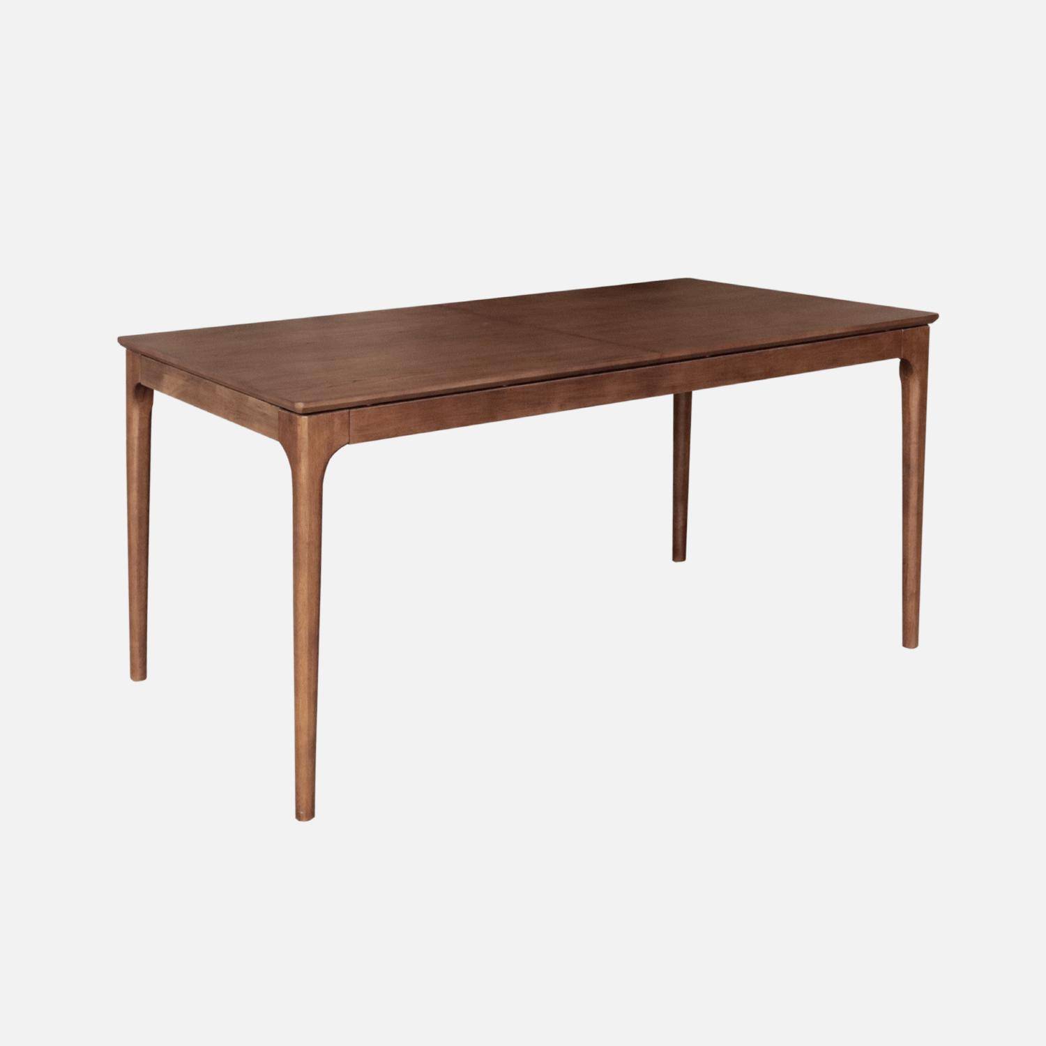 Table à manger rectangulaire extensible bois d'hévéa et placage frêne noyer 6-8 places - 160/210 x 90 x 76 cm - Elena Photo3