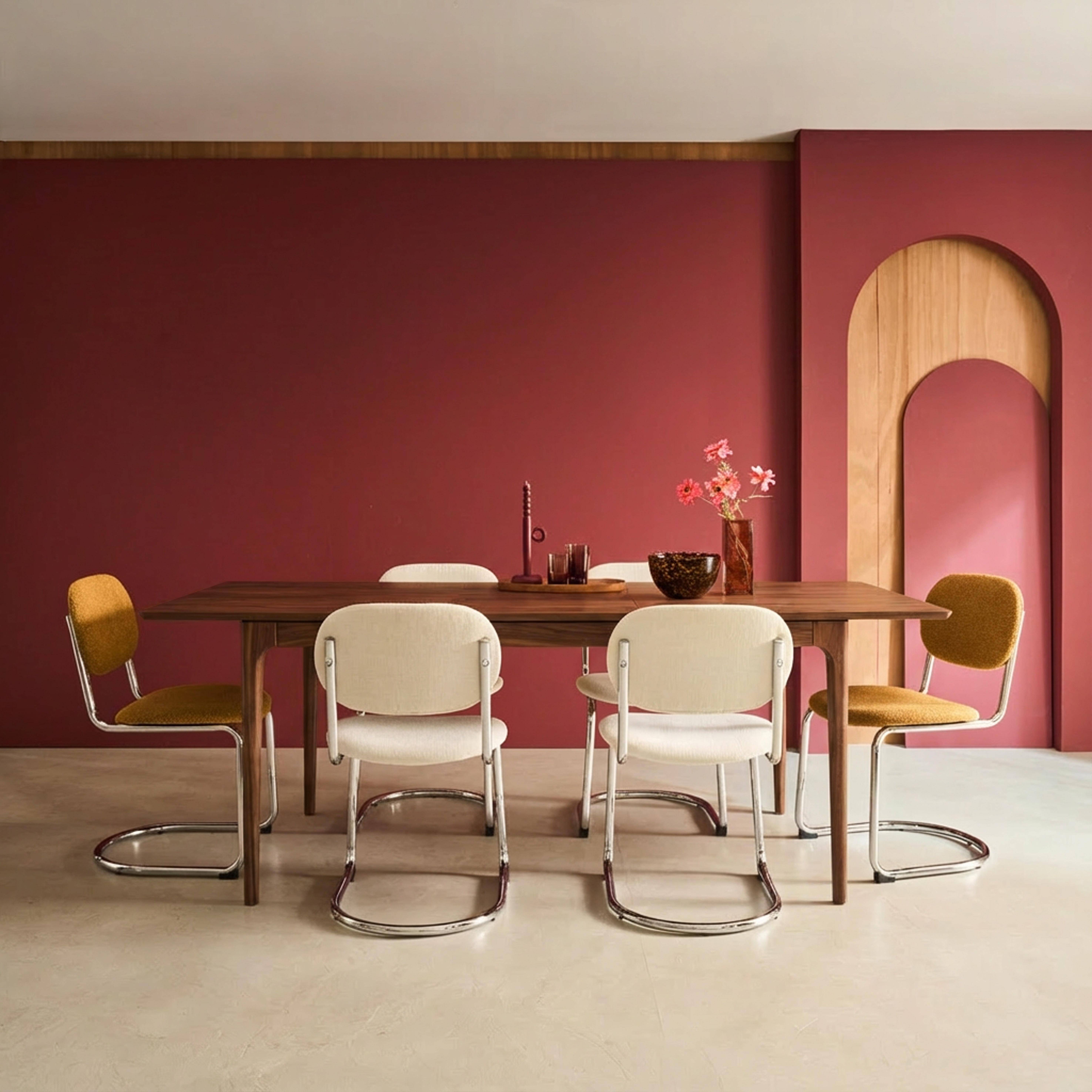 Prostokątny rozkładany stół z drewna kauczukowego i okleiny jesionowej, orzech, 6-8 miejsc – 160/210 x 90 x 76 cm – Elena,sweeek,Photo4