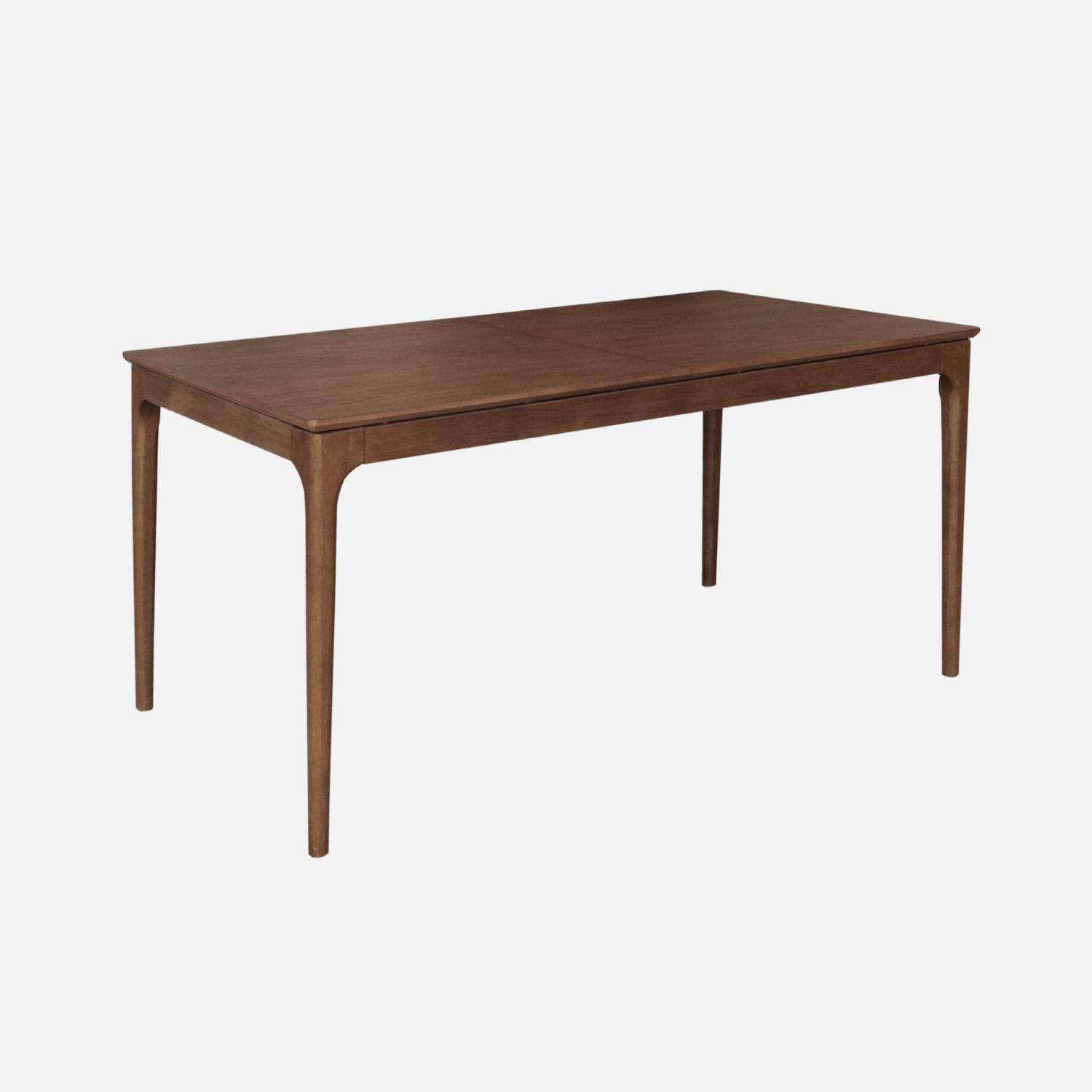 Table à manger rectangulaire extensible bois d'hévéa et placage frêne noyer 6-8 places - 160/210 x 90 x 76 cm - Elena,sweeek,Photo5