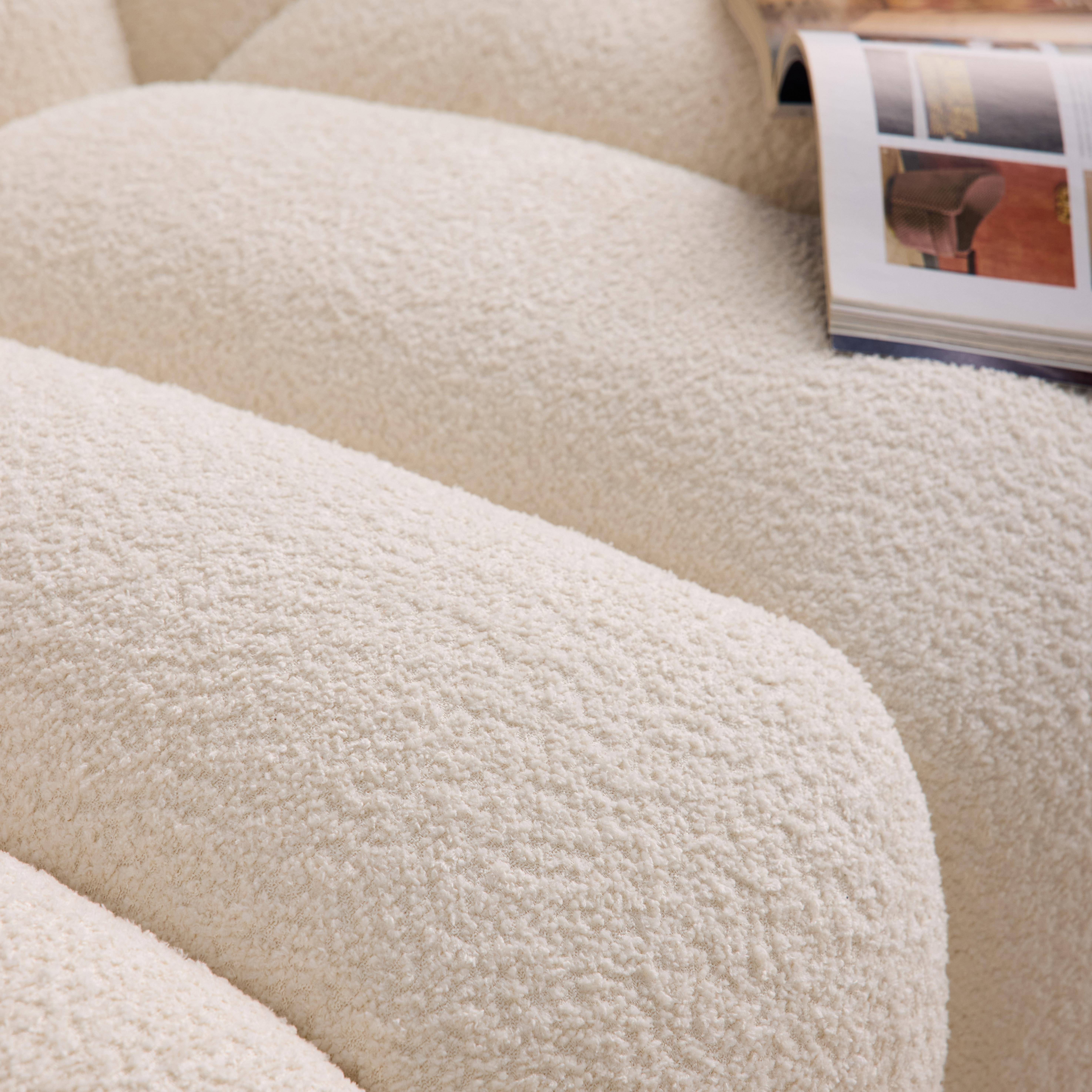 Sofá diseño redondeado con tejido borreguito de 3 plazas Crema - 221x100x76 cm Photo4