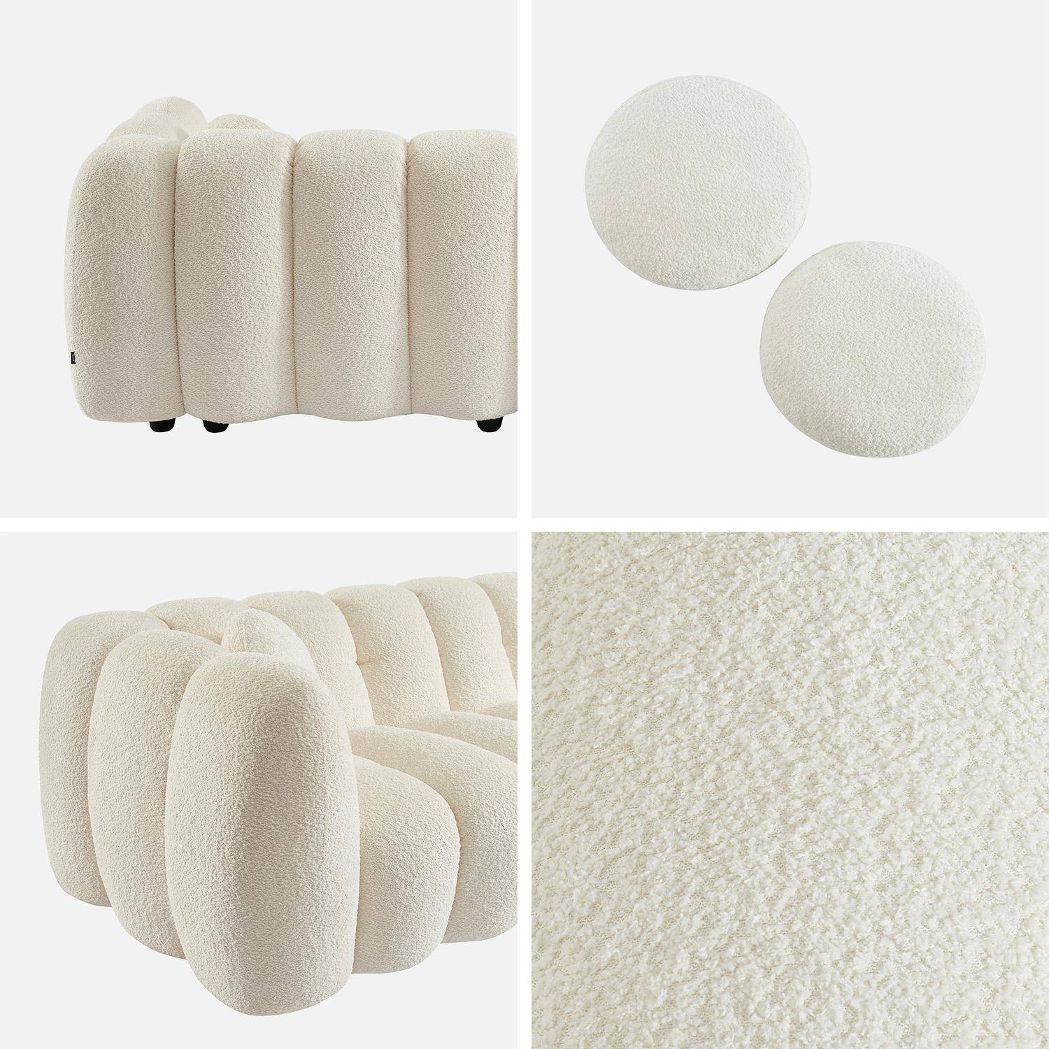 3-Sitzer-Sofa im Muscheldesign mit cremeweißem Bouclé-Bezug L 221 x T 100 x H 76 cm - Perla,sweeek,Photo4