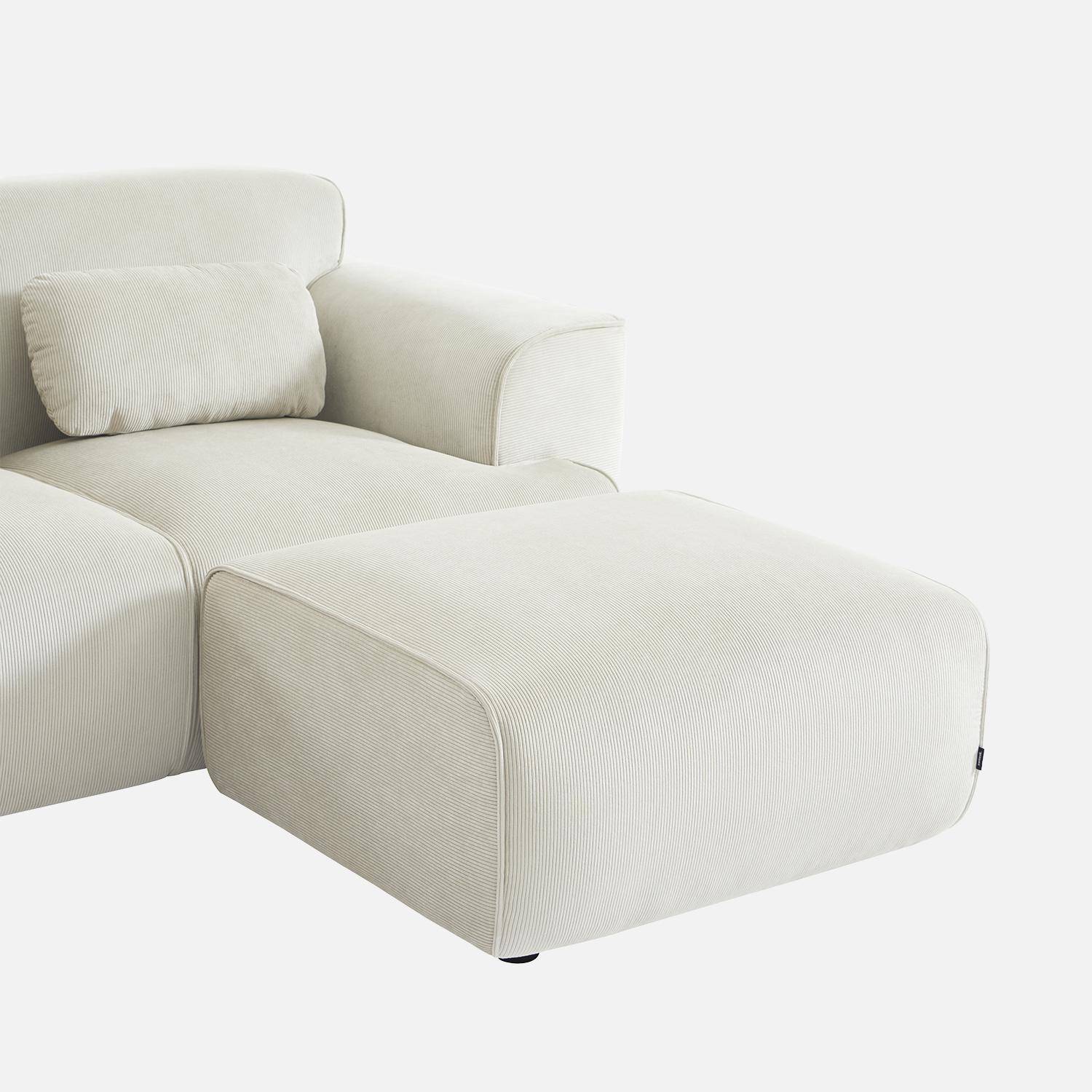 Pufa, podnóżek z sztruksu do sofy 2-osobowej w kremowym kolorze, dł. 76 x gł. 70 x wys. 41 cm - Wallas,sweeek,Photo6