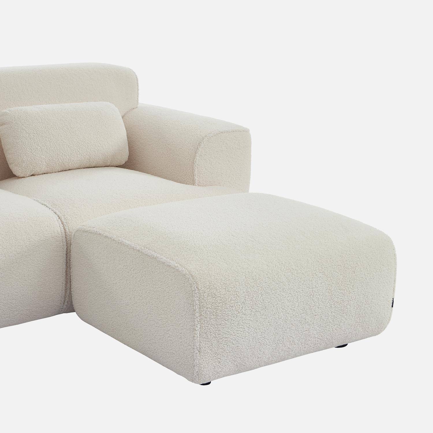 Puff, reposapiés para sofá 2 plazas Wallas borreguito, Wallas, Blanco, 76x70x41 cm,sweeek,Photo4