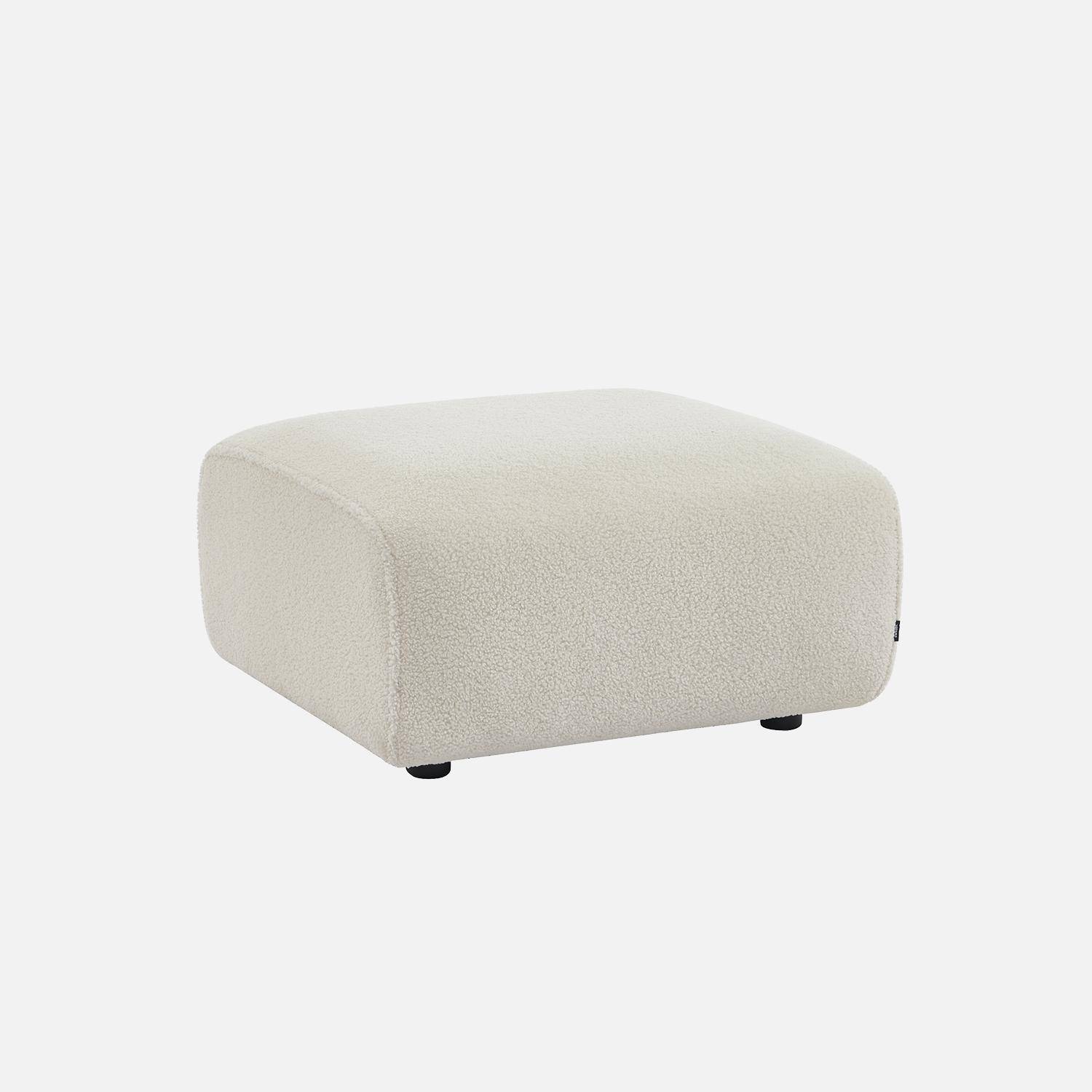 Puff, reposapiés para sofá 2 plazas Wallas borreguito, Wallas, Blanco, 76x70x41 cm,sweeek,Photo1