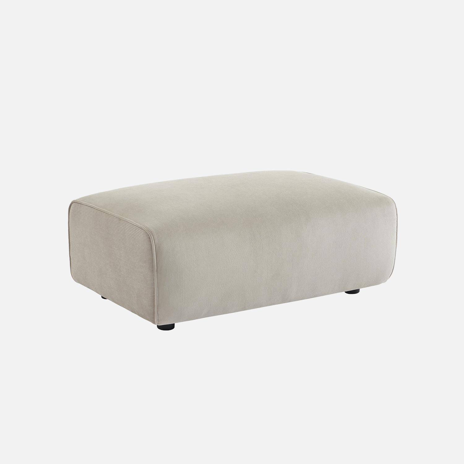 Puff, reposapiés para sofá de 3 plazas Wallas terciopelo de pana fina, Wallas, Gris beige, 102x70x41 cm Photo1