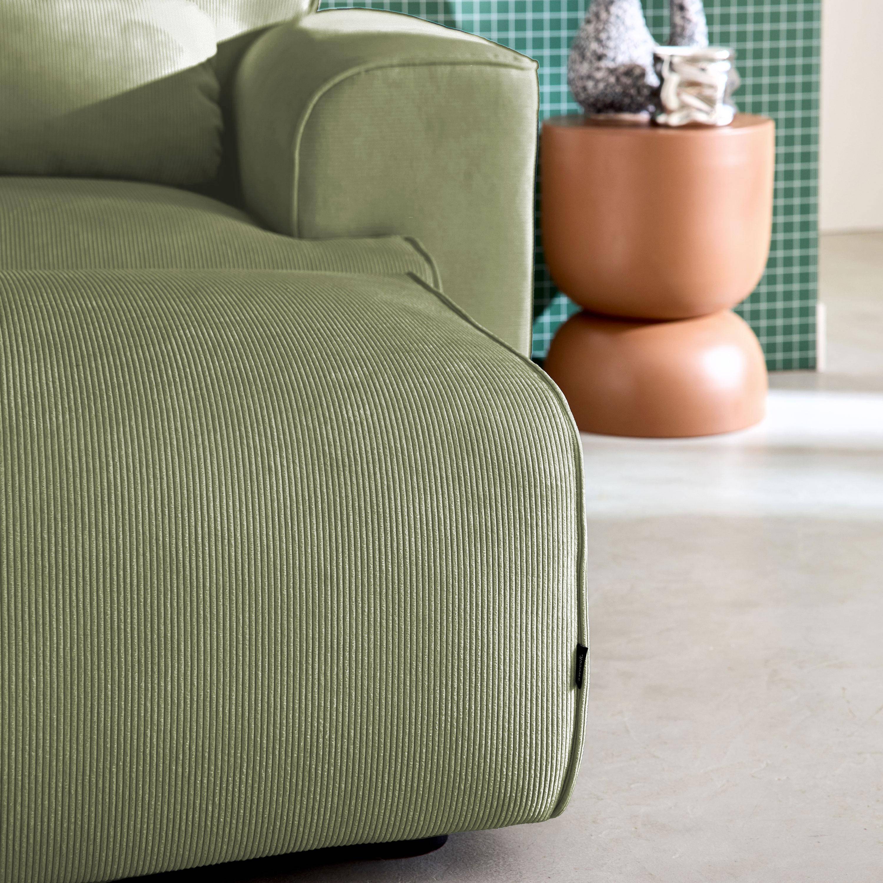 Pufa, podnóżek z sztruksu do sofy 3-osobowej w zielonym kolorze, dł. 102 x szer. 70 x wys. 41 cm - Wallas Photo3