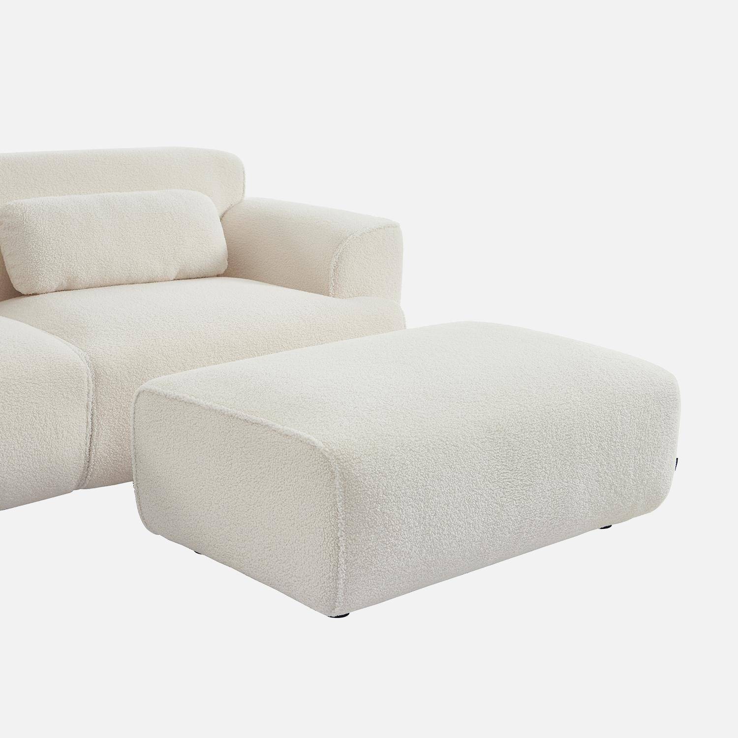 Puff, reposapiés para sofá 3 plazas Wallas borreguito, Wallas, Blanco, 102x70x41 cm,sweeek,Photo4
