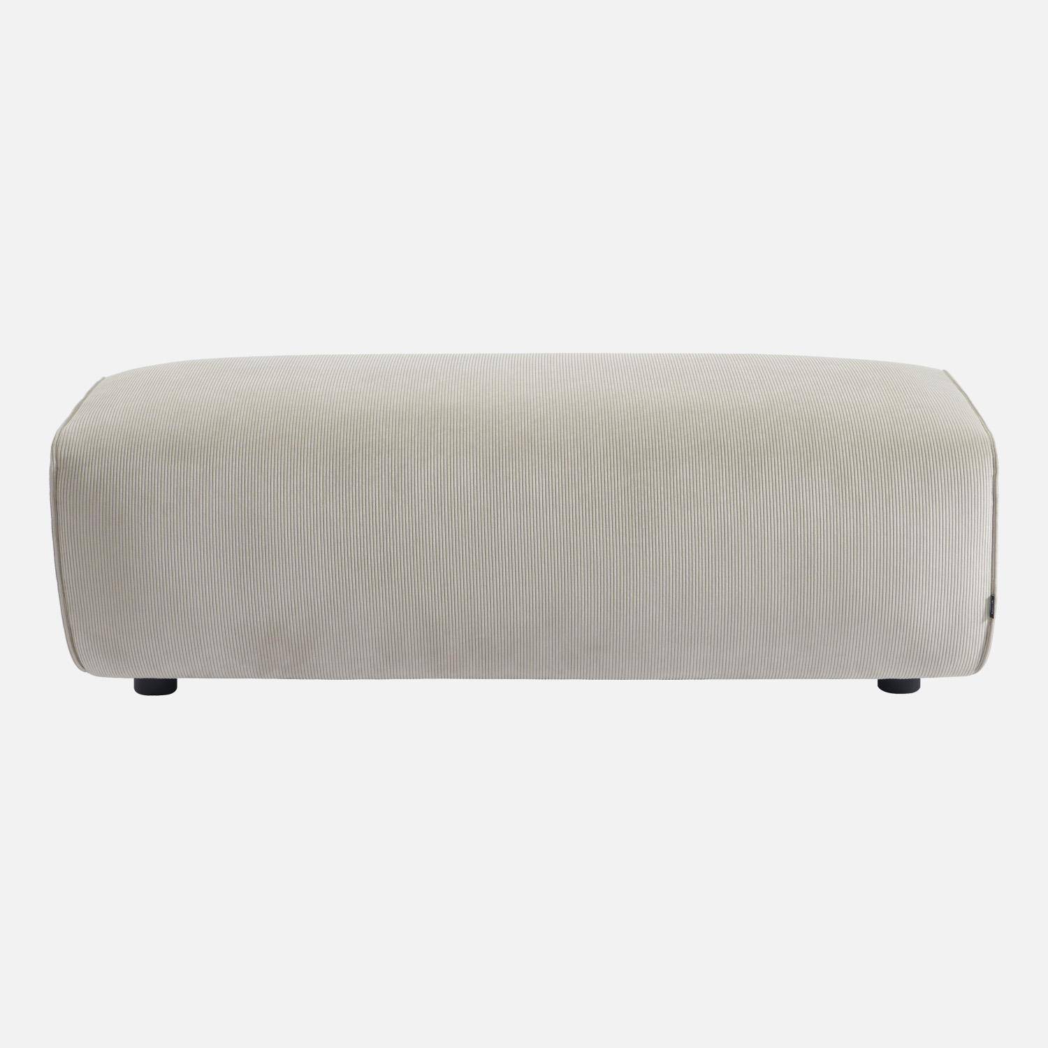Puff, reposapiés para sofá esquinero de 2 plazas Wallas terciopelo de pana fina, Wallas, Gris beige, 123x60x41 cm Photo2