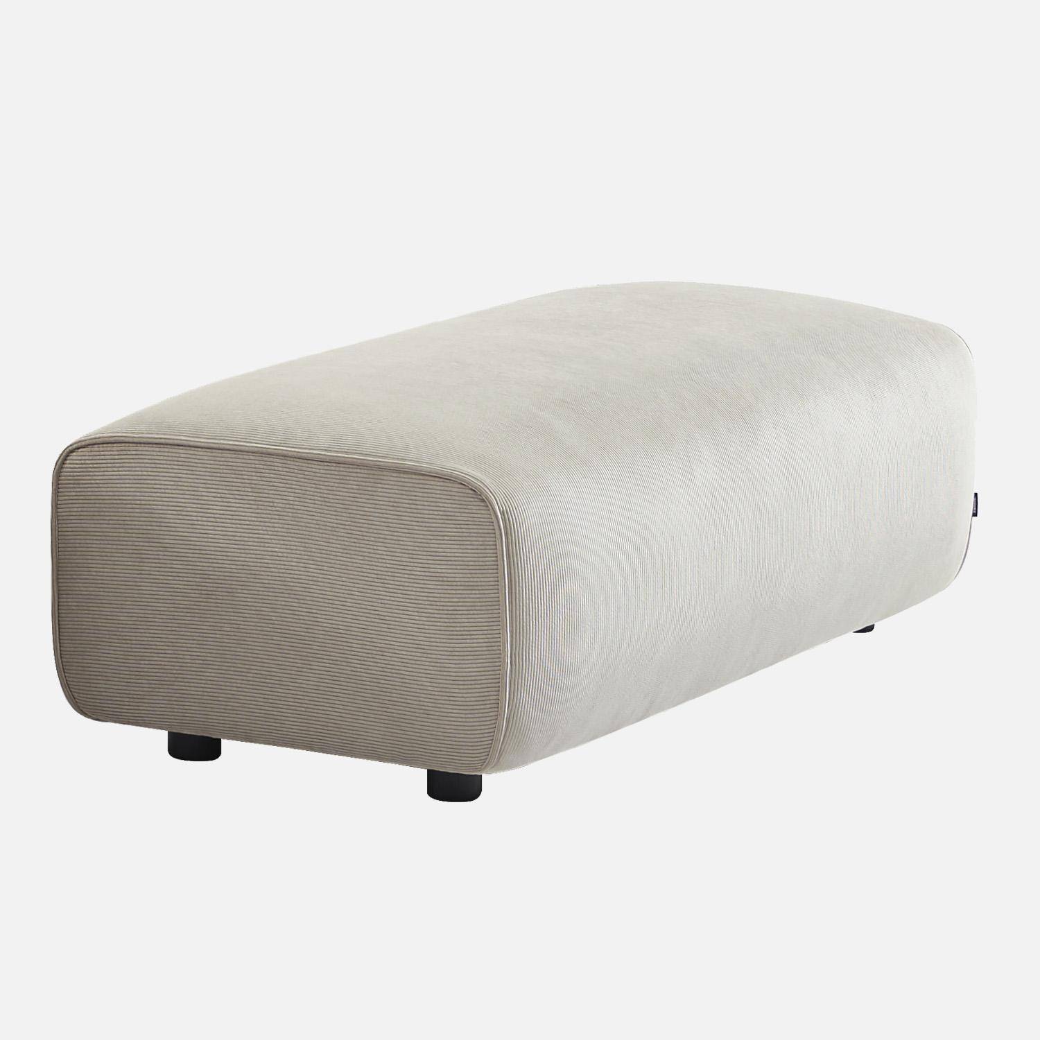 Puff, reposapiés para sofá esquinero de 2 plazas Wallas terciopelo de pana fina, Wallas, Gris beige, 123x60x41 cm,sweeek,Photo1