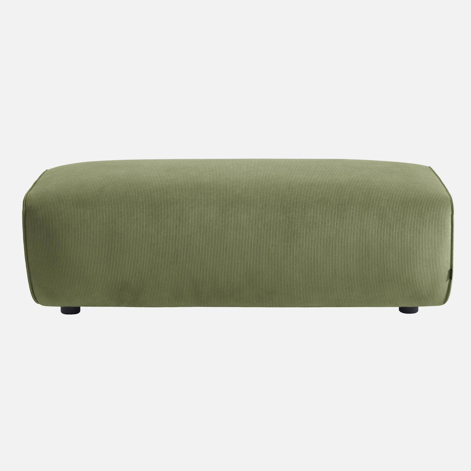 Puff, reposapiés para sofá esquinero de 2 plazas Wallas terciopelo de pana fina, Wallas, Verde, 123x60x41 cm,sweeek,Photo2