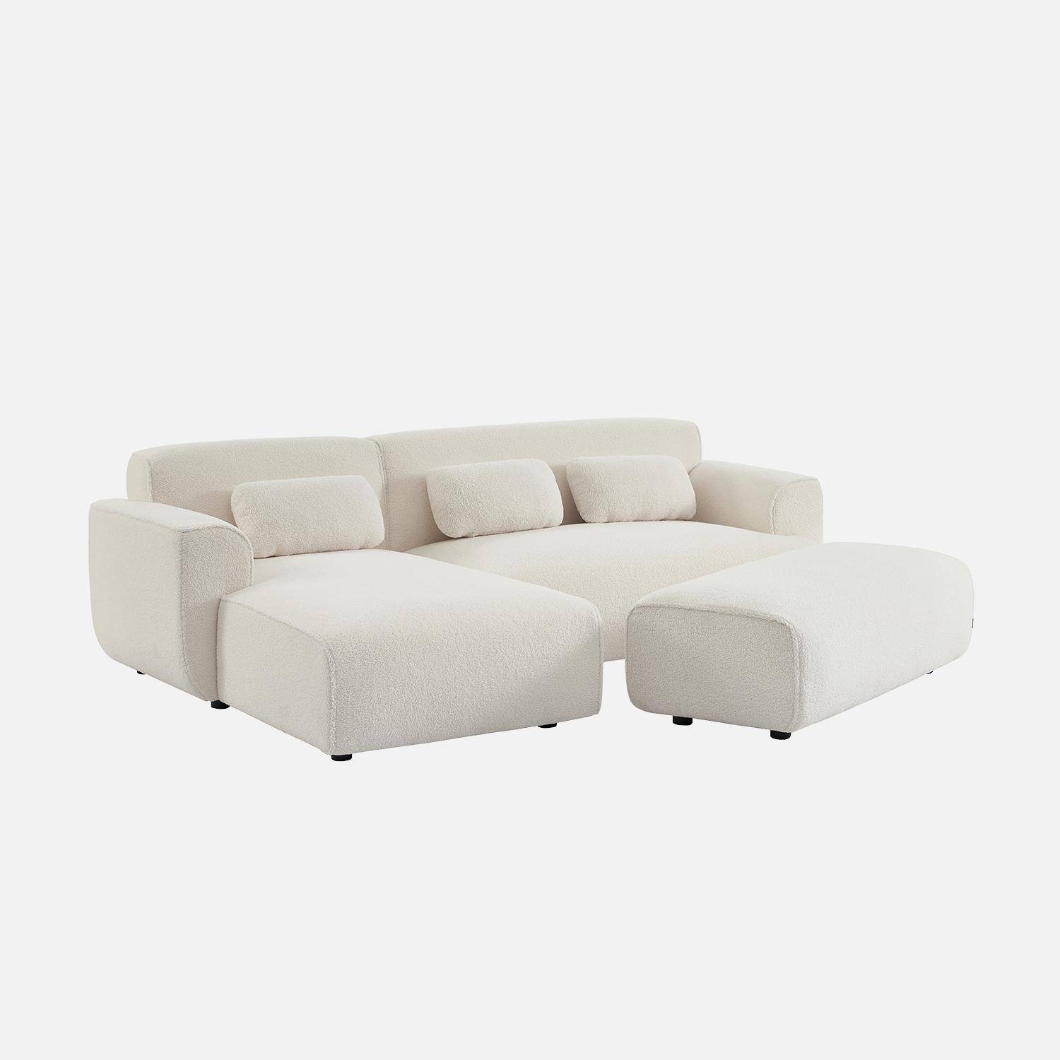 Sitzhocker, Fußhocker, Modul mit Bouclébezug für 2-Sitzer Ecksofa B 123 x T 60 x H 41cm - Wallas,sweeek,Photo4