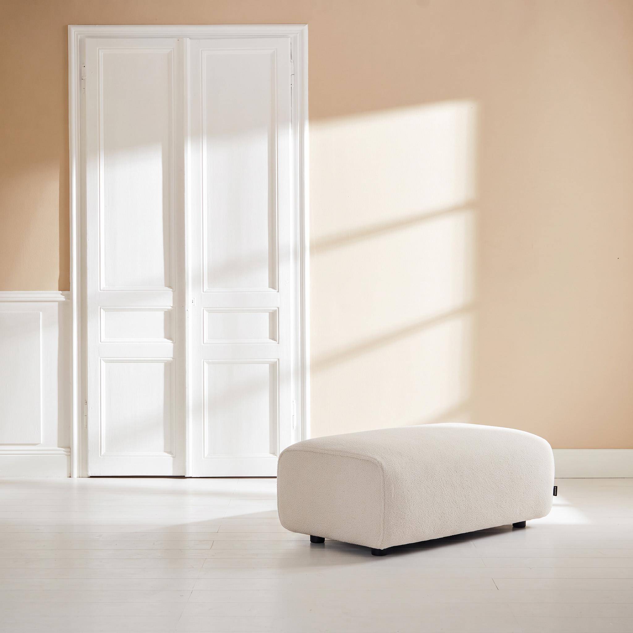 Sitzhocker, Fußhocker, Modul mit Bouclébezug für 2-Sitzer Ecksofa B 123 x T 60 x H 41cm - Wallas Photo1