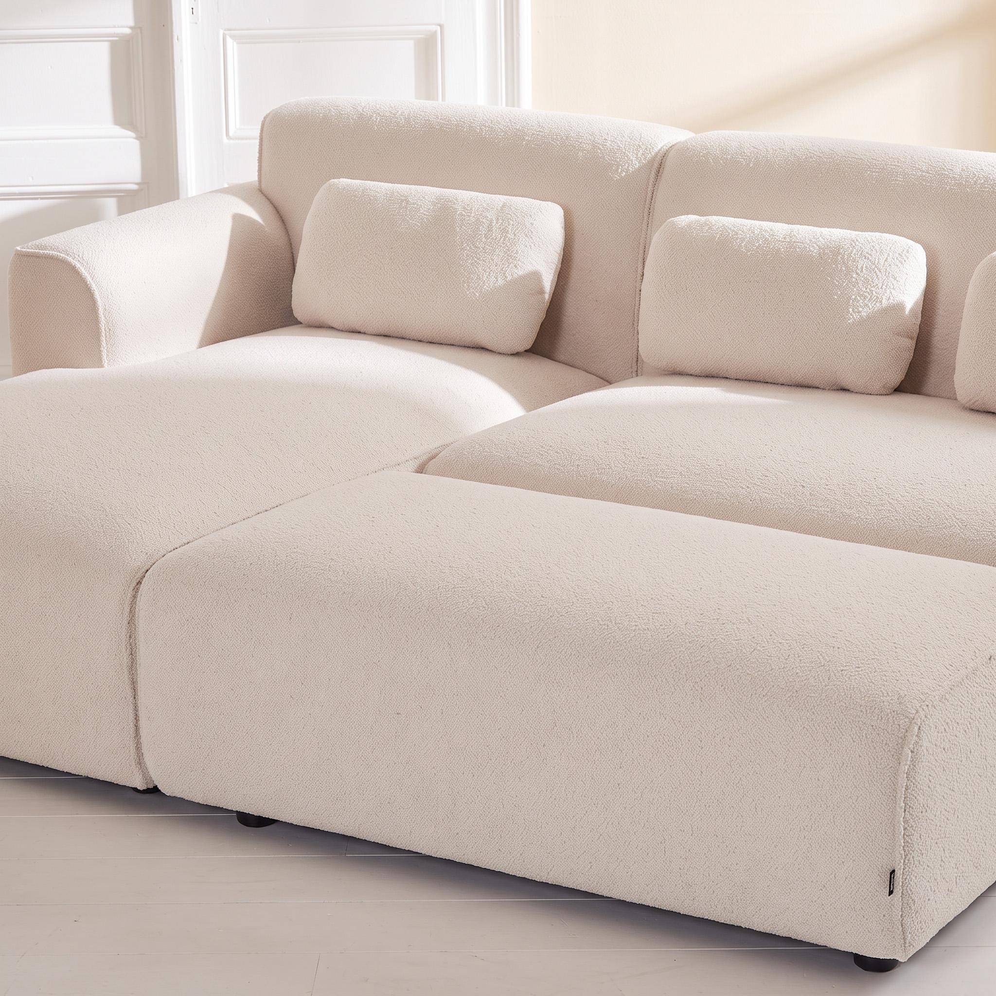 Sitzhocker, Fußhocker, Modul mit Bouclébezug für 2-Sitzer Ecksofa B 123 x T 60 x H 41cm - Wallas Photo5