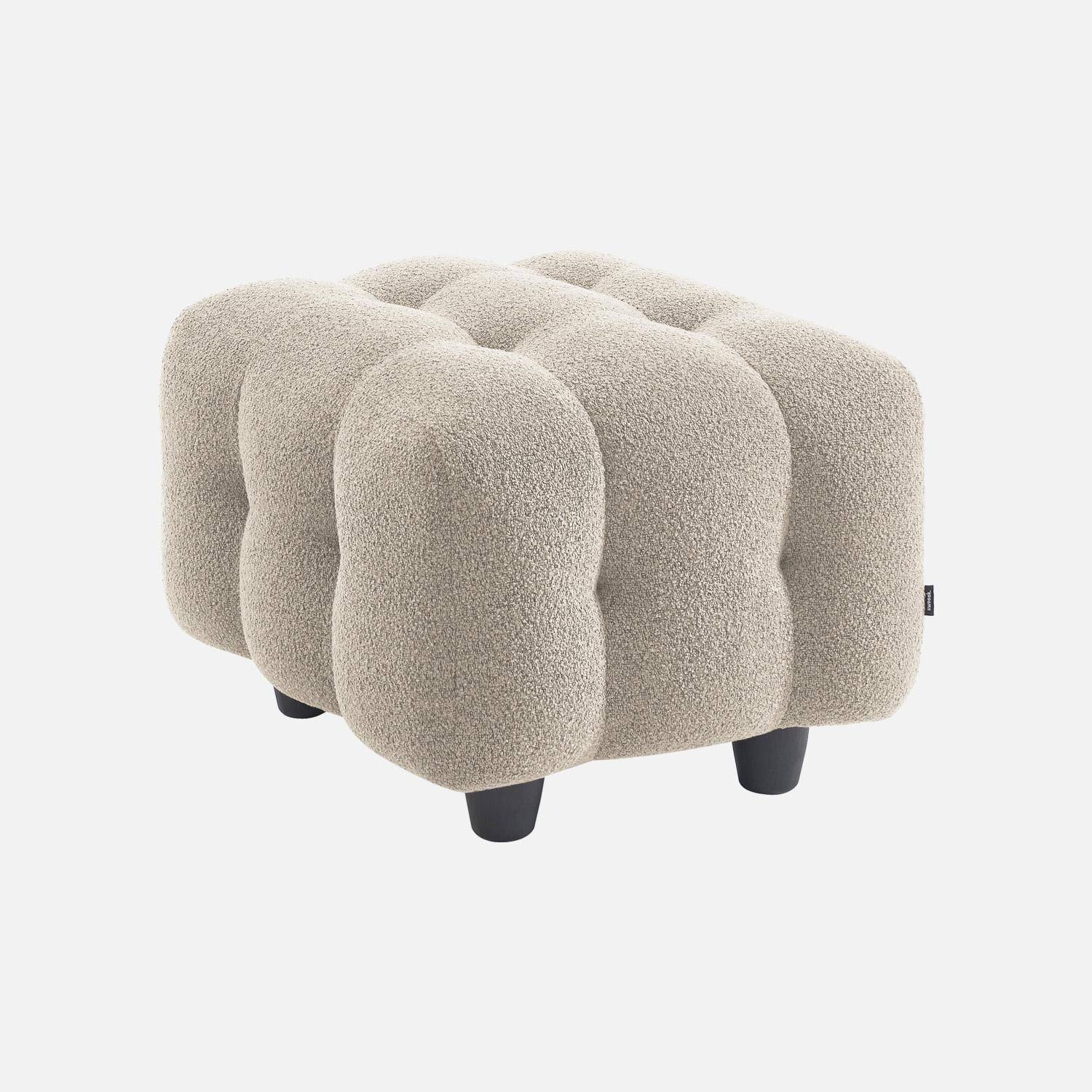 Pouf, repose-pieds pour canapé 2 place bouclette texturée beige | sweeek