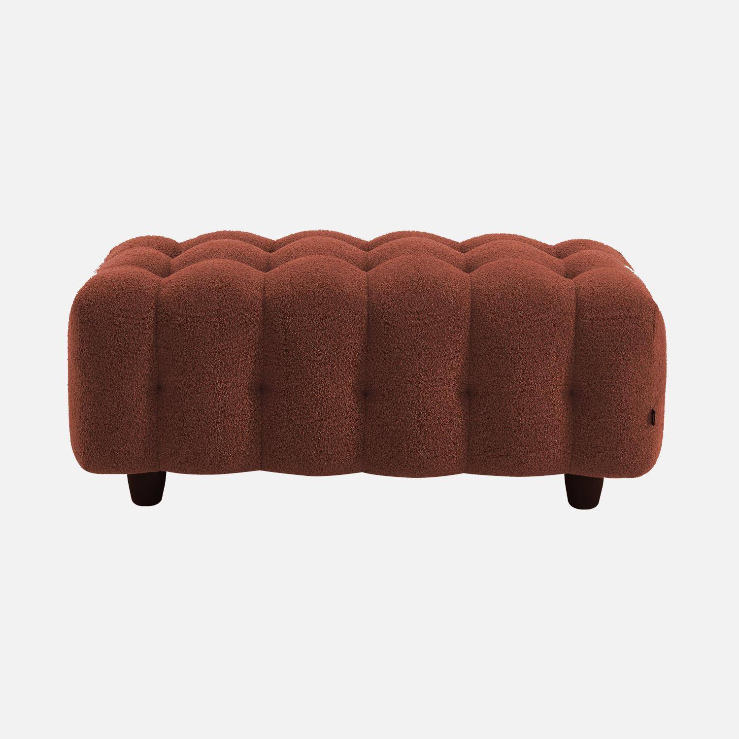 Puff, reposapiés para sofá de 3 plazas Leon borreguito texturizada, Leon, Terracotta, 115x70x48 cm Photo2