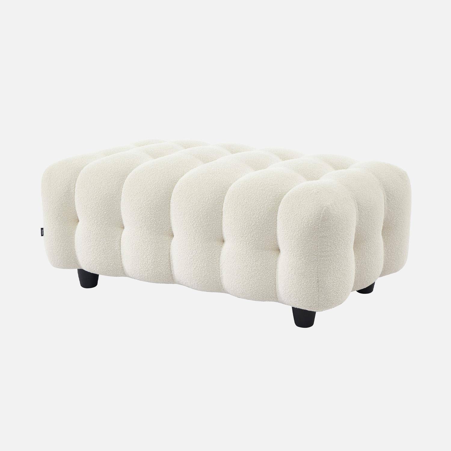 Sitzhocker Fußhocker mit strukturiertem Bouclébezug in creme, für 3-Sitzer Ecksofa L 115 x T 70 x H 48 cm - Leon,sweeek,Photo6