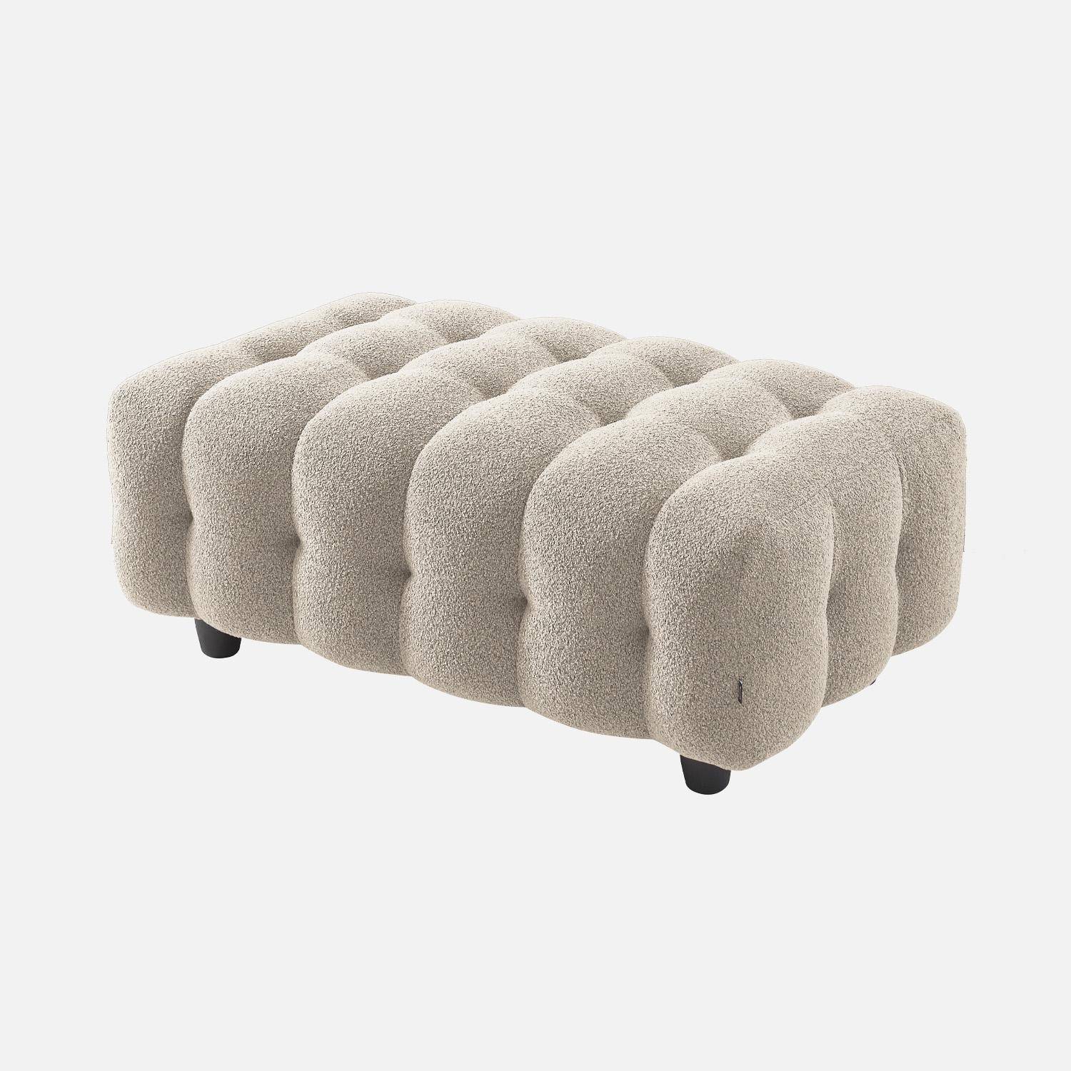 Pufa, moduł do kanapy, podnóżek do narożnej sofy 3-osobowej z beżowej, teksturowanej tkaniny bouclé, szer. 115 x gł. 70 x wys. 48 cm – Leon,sweeek,Photo6