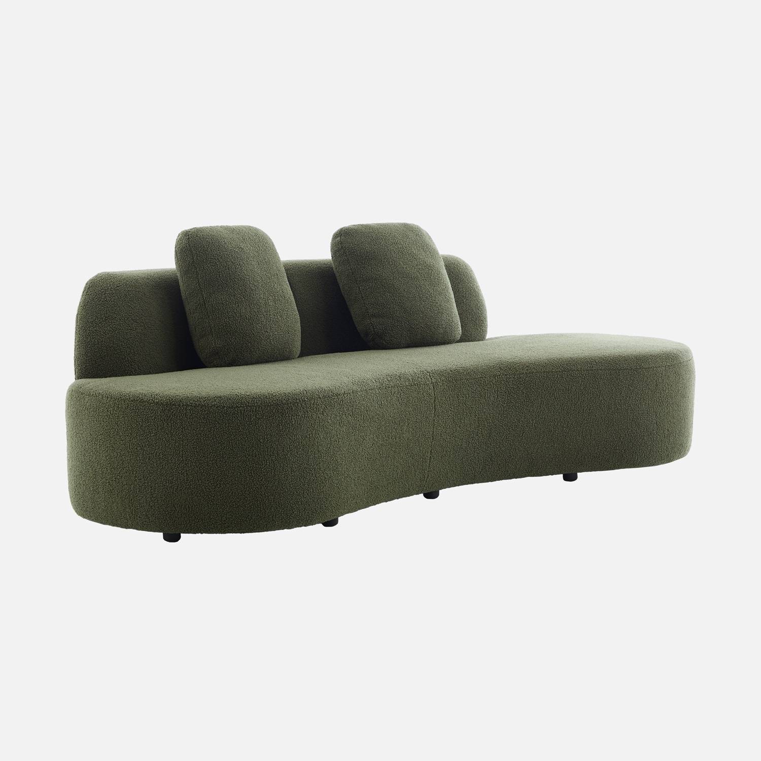Canapé virgule organique 3 places tissu bouclette kaki
