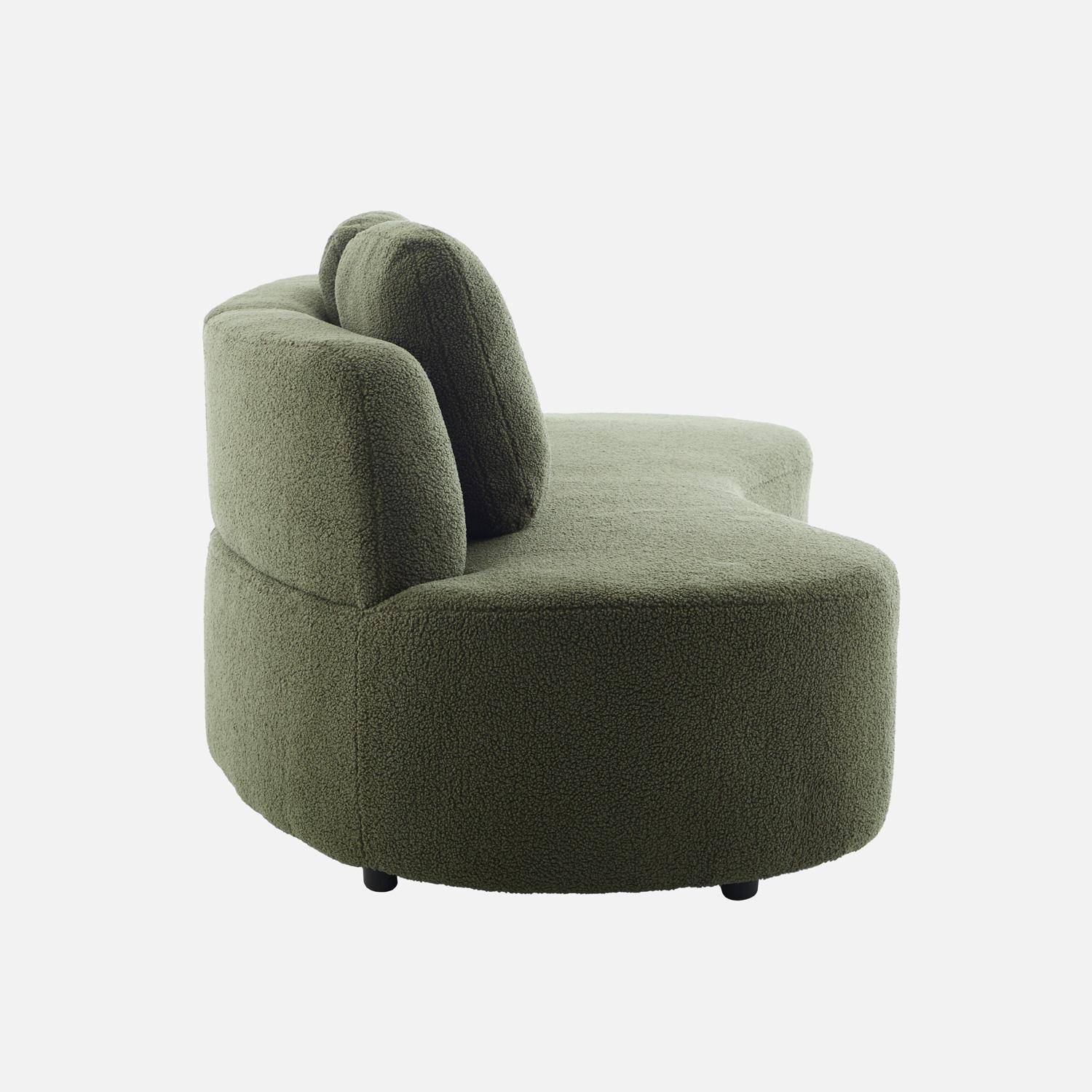 Canapé virgule 3 places en tissu bouclette kaki forme organique - WAVE L 232 x P 97 x H 68cm,sweeek,Photo4