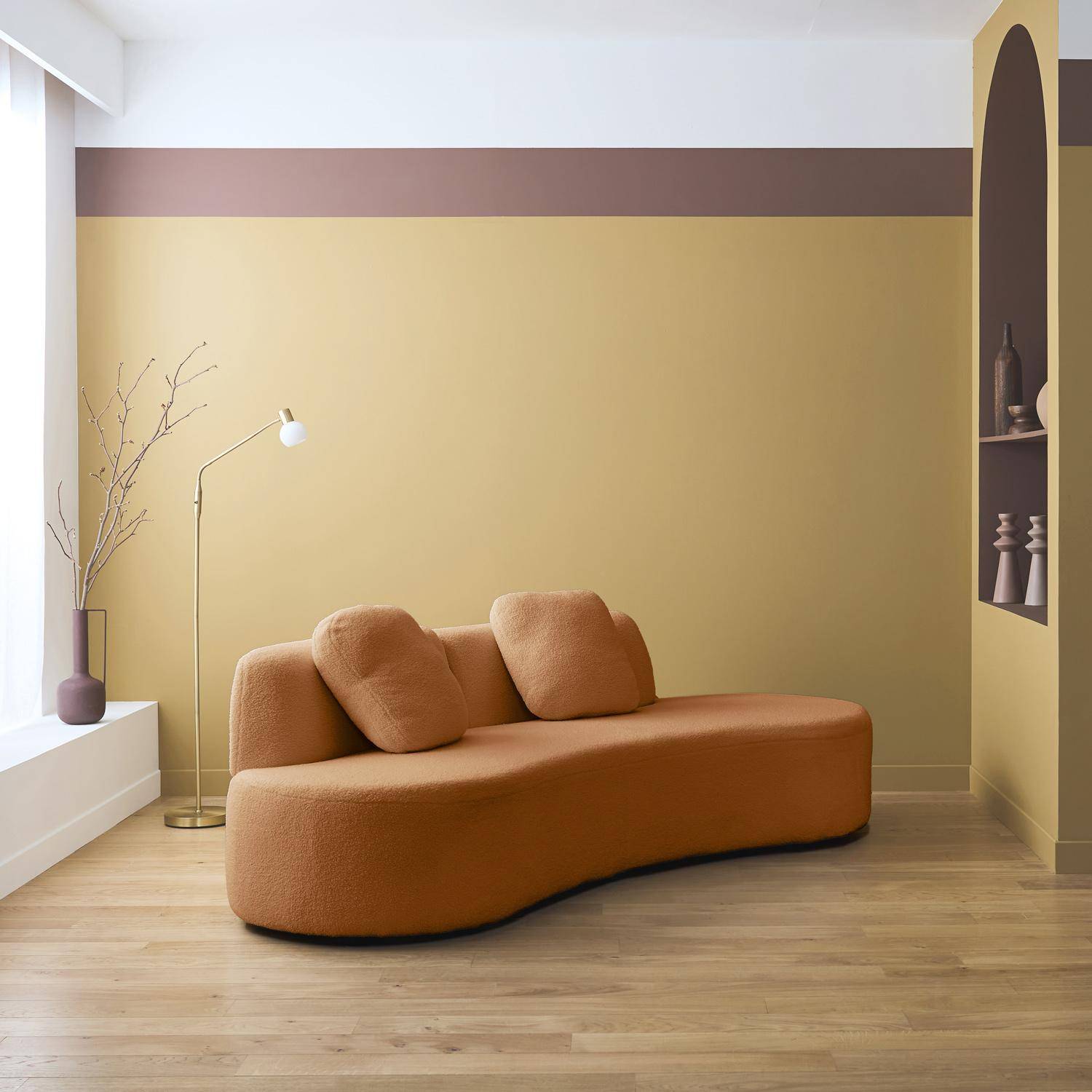 Sofá coma borreguito de 3 plazas, Wave, Camel, 232x97x68 cm,sweeek,Photo2
