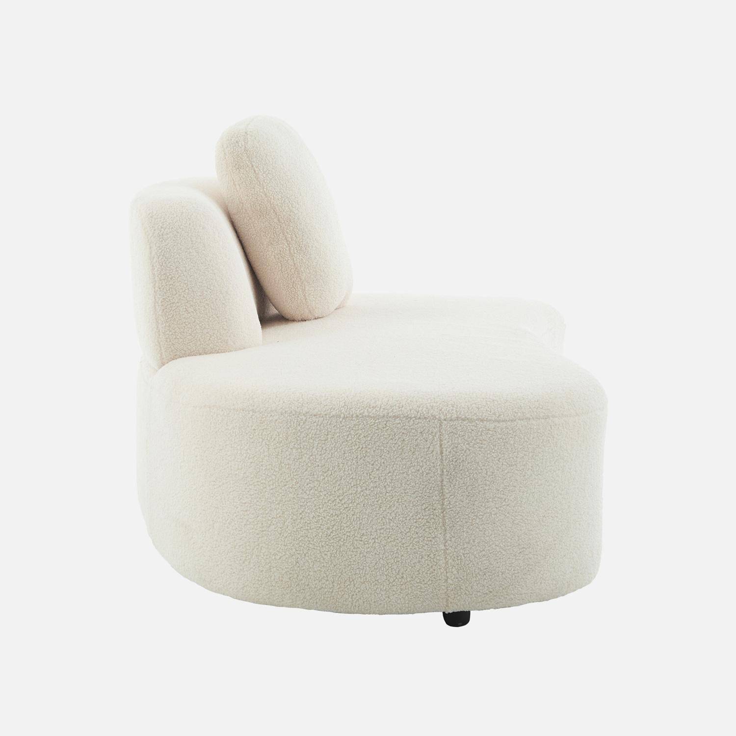 Sofá vírgula modular orgânico boucle de 2-3 lugares, Wave, Branco, 171x93x68 cm Photo4