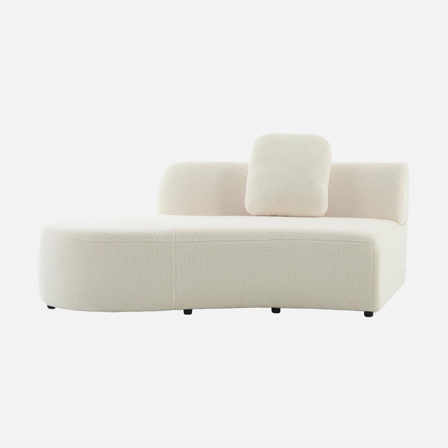 Sofá vírgula modular orgânico boucle de 2-3 lugares, Wave, Branco, 171x93x68 cm Photo2