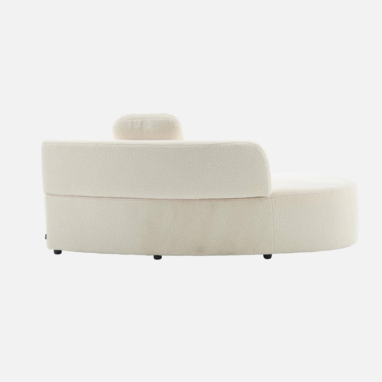 Sofá vírgula modular orgânico boucle de 2-3 lugares, Wave, Branco, 171x93x68 cm Photo3