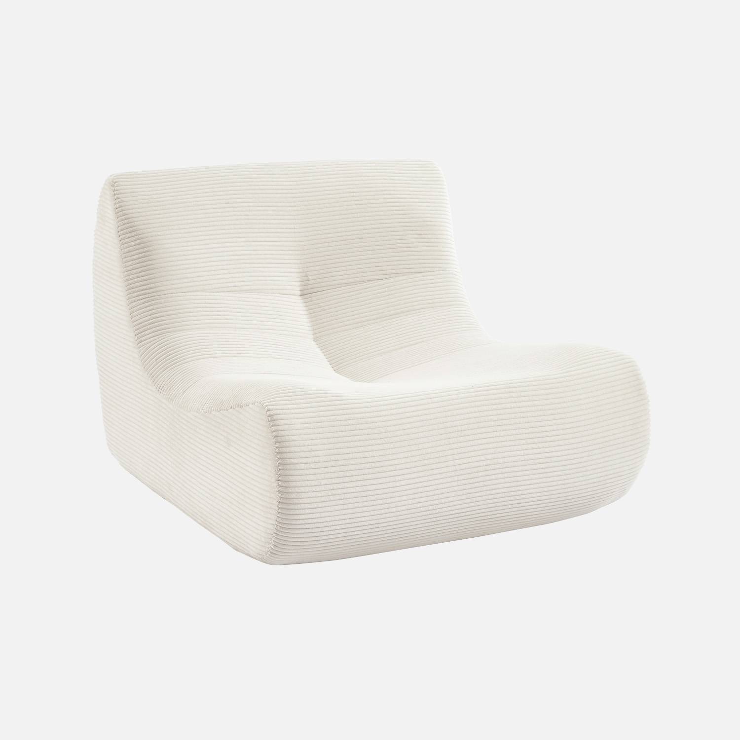 Sillón de pana fina, 1 plaza, Crema