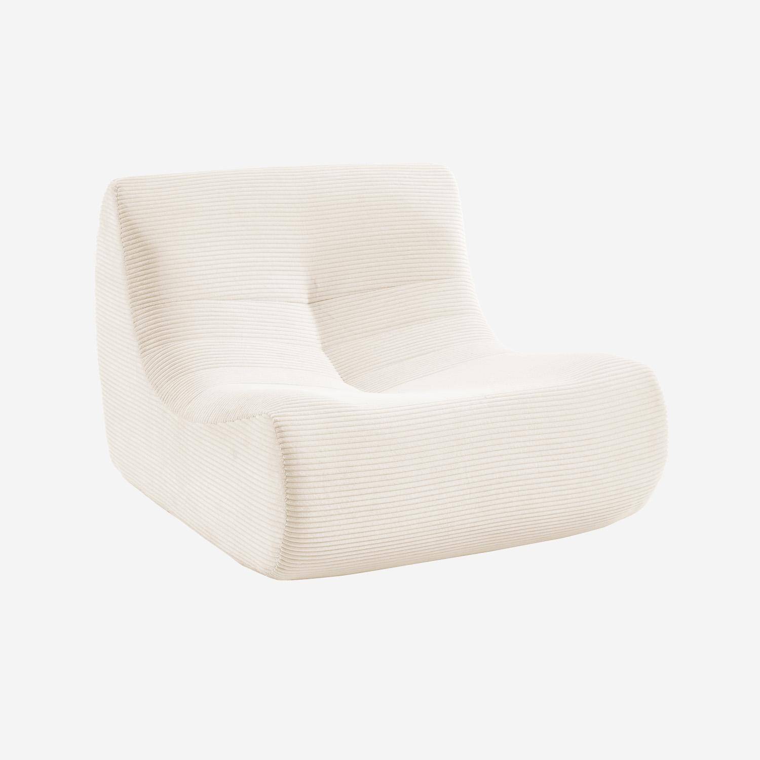 Sessel ohne Armlehne mit Cordbezug 1 Person cremefarben B 91 x T 105 x H 72 cm - Sokol,sweeek,Photo5