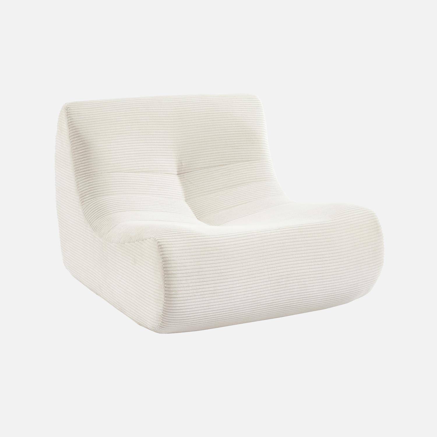 Sillón de pana fina, 1 plaza, Sokol, Crema, 91x105x72 cm Photo1