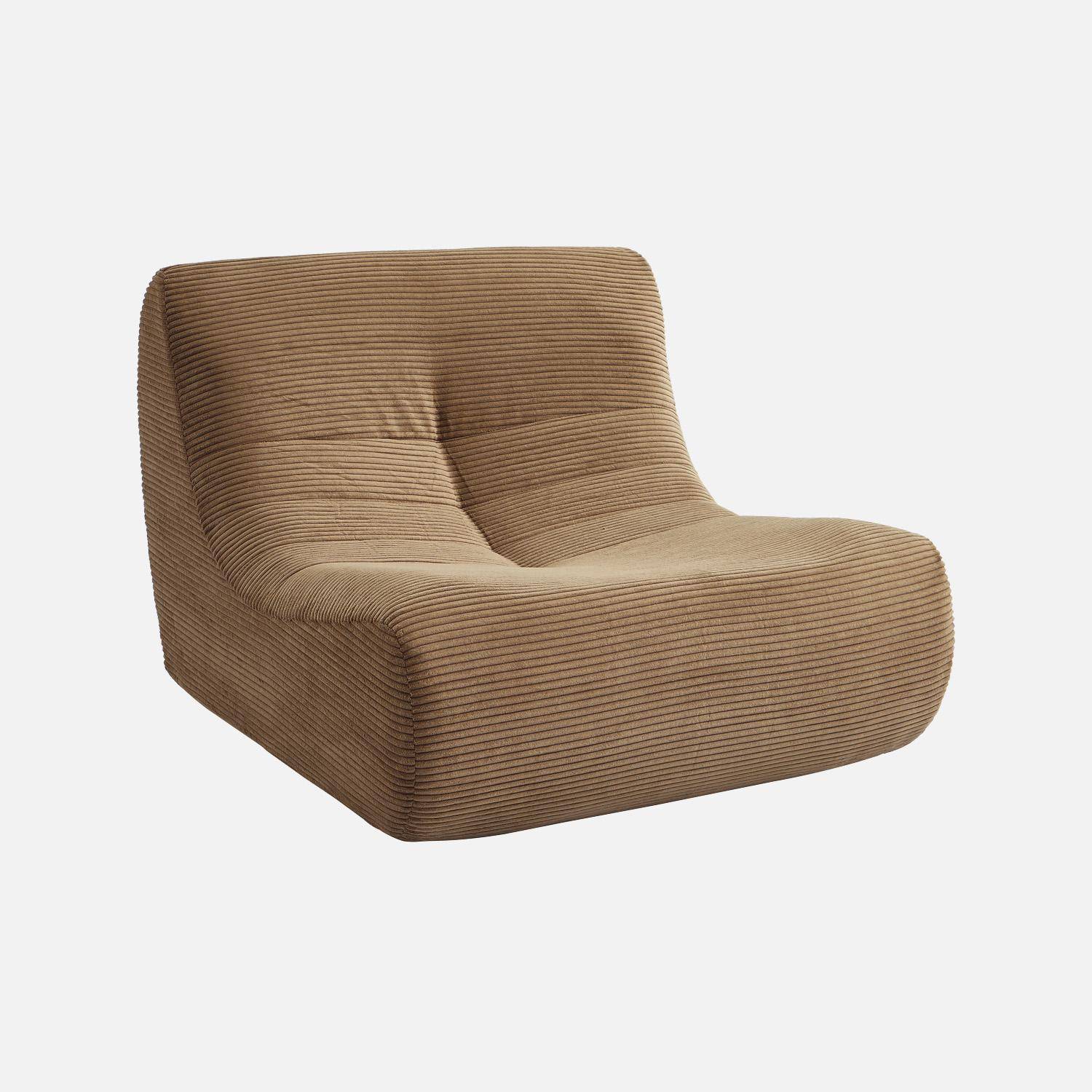 Sillón de pana fina, 1 plaza, Sokol, Pardo, 91x105x72 cm Photo1