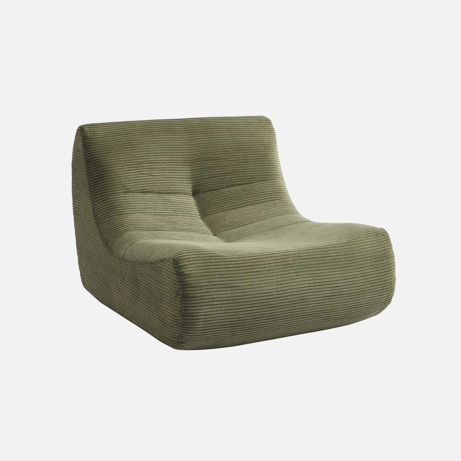 Sillón de pana fina, 1 plaza, Verde kaki