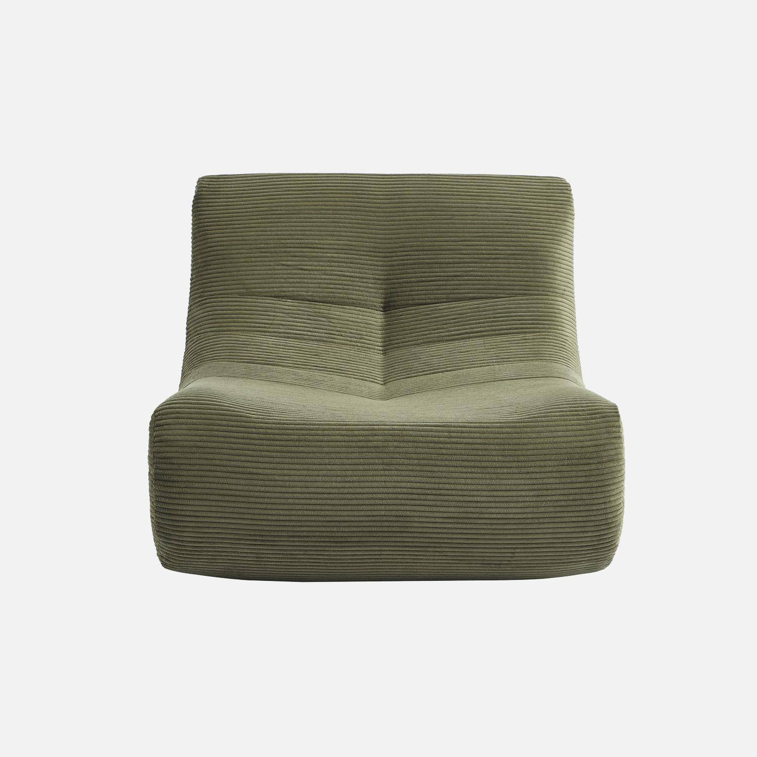 Sessel ohne Armlehne mit Cordbezug 1 Person khaki B 91 x T 105 x H 72 cm - Sokol,sweeek,Photo6