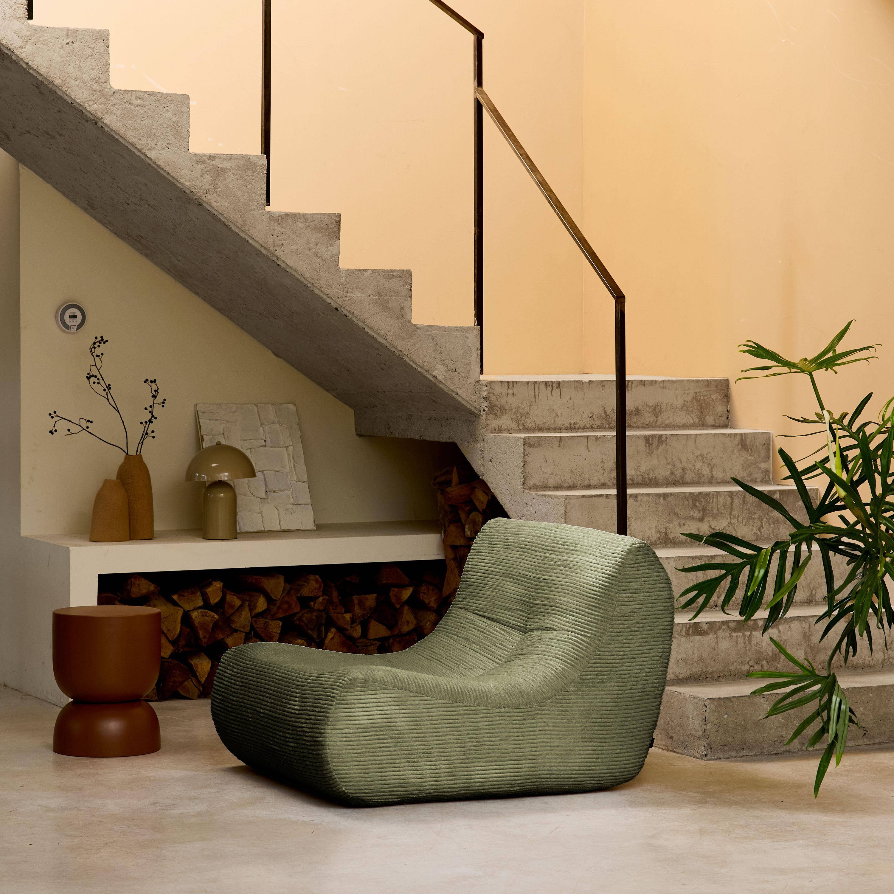 Sessel ohne Armlehne mit Cordbezug 1 Person khaki B 91 x T 105 x H 72 cm - Sokol,sweeek,Photo1