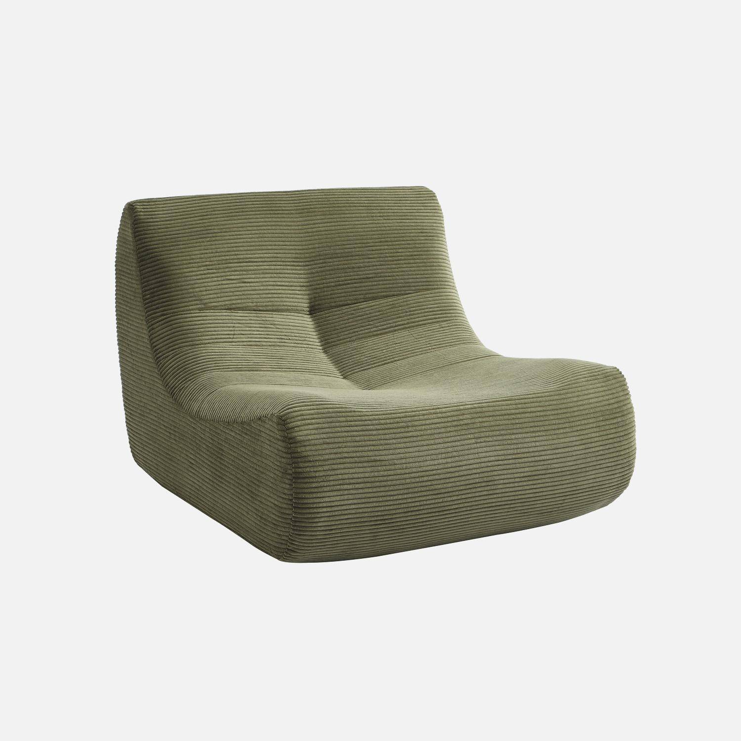Sillón de pana fina, 1 plaza, Sokol, Verde kaki, 91x105x72 cm Photo1