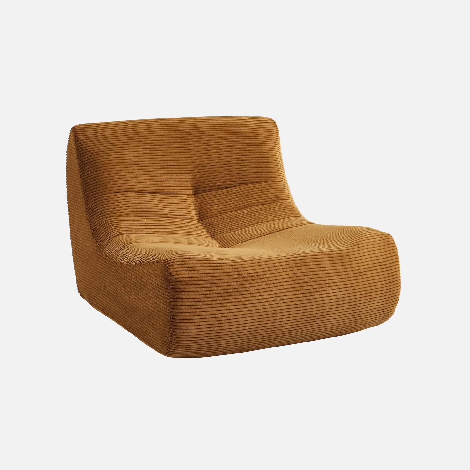 Sillón de pana fina, 1 plaza, Mostaza