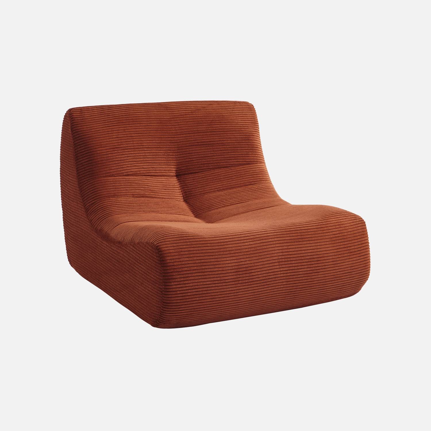 Sillón de pana fina, 1 plaza, Terracotta