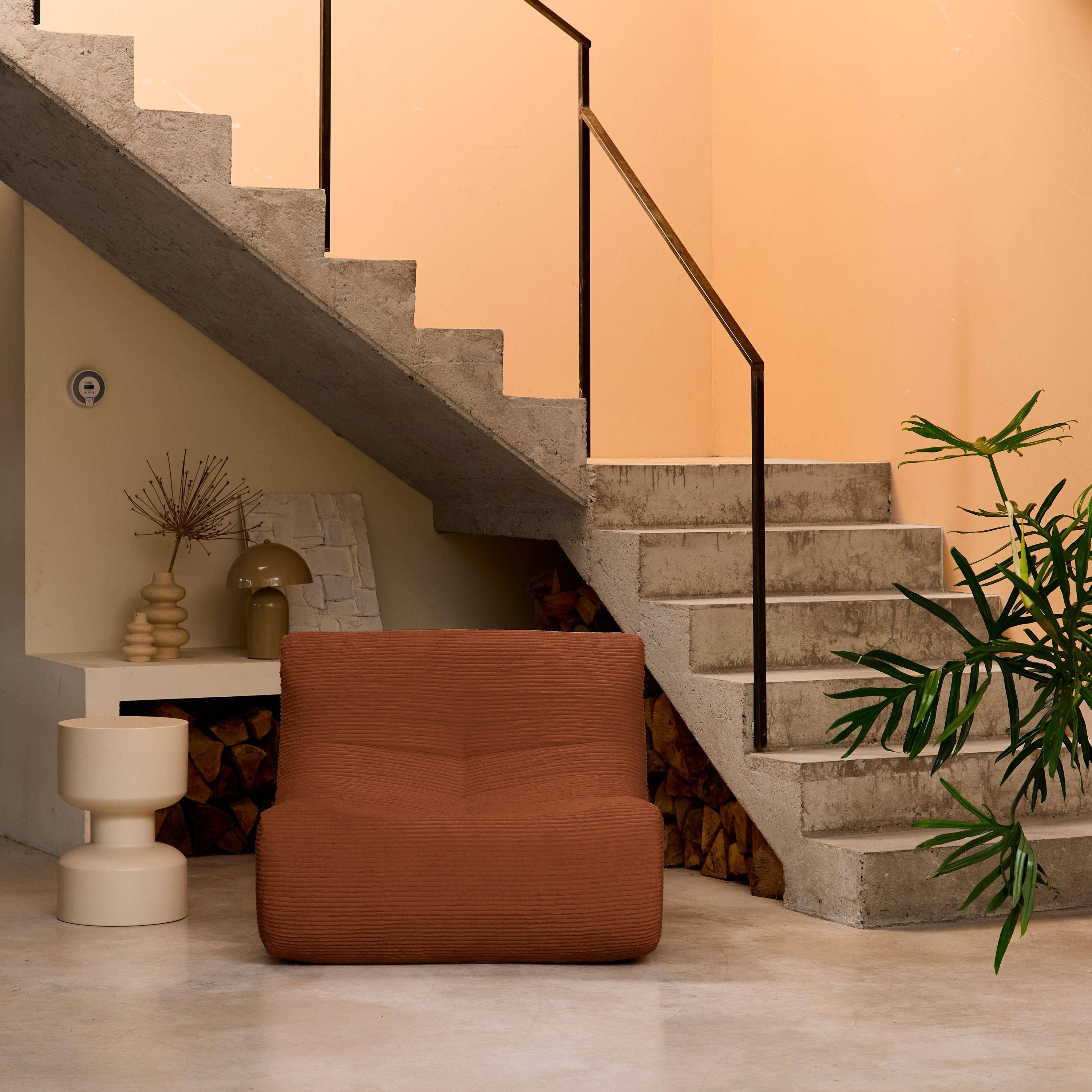 Sessel ohne Armlehne mit Cordbezug 1 Person terrakotta B 91 x T 105 x H 72 cm - Sokol,sweeek,Photo2