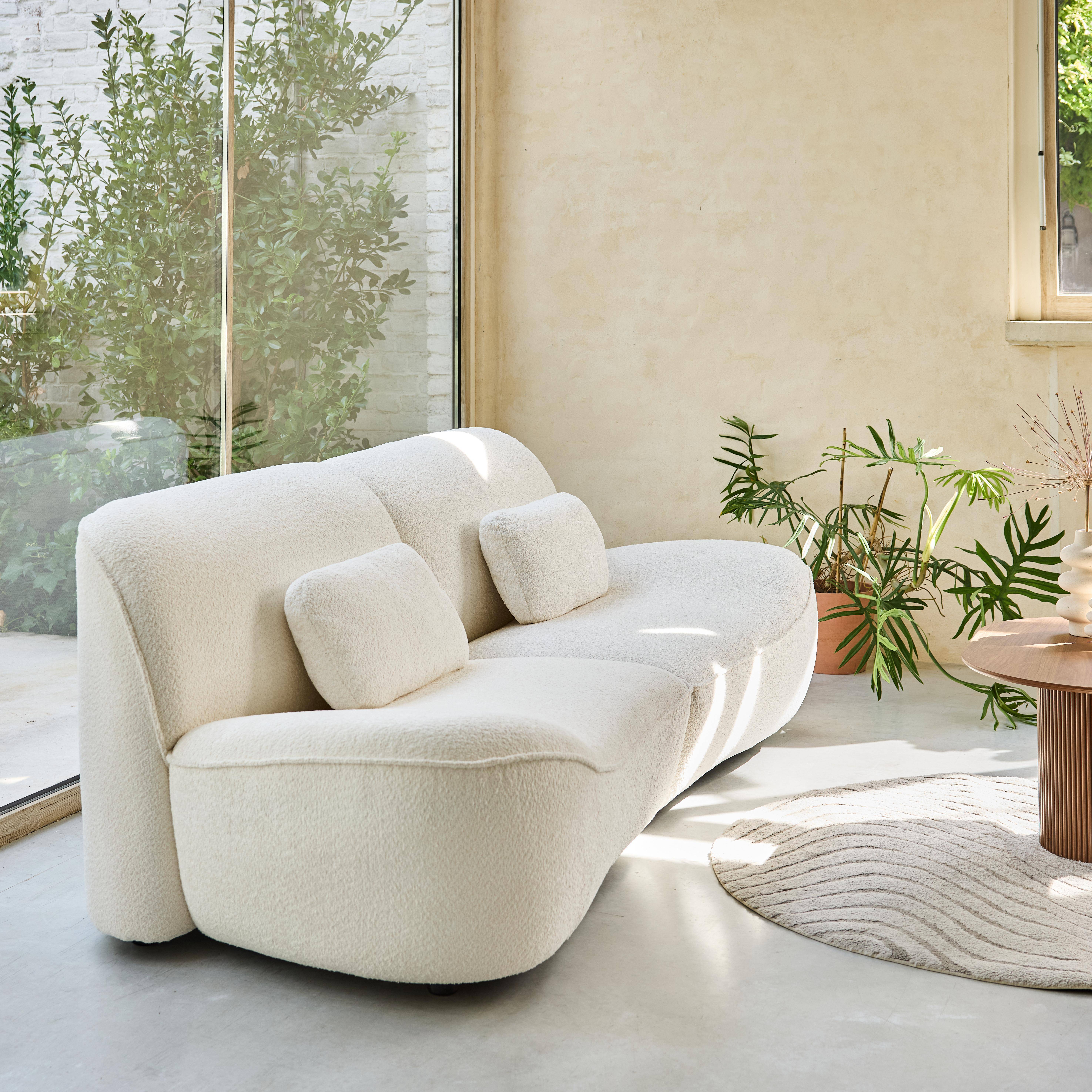 Bank 3 zitplaatsen bouclé stof wit L 265 x B 114 x H 85 cm - Nia Photo2