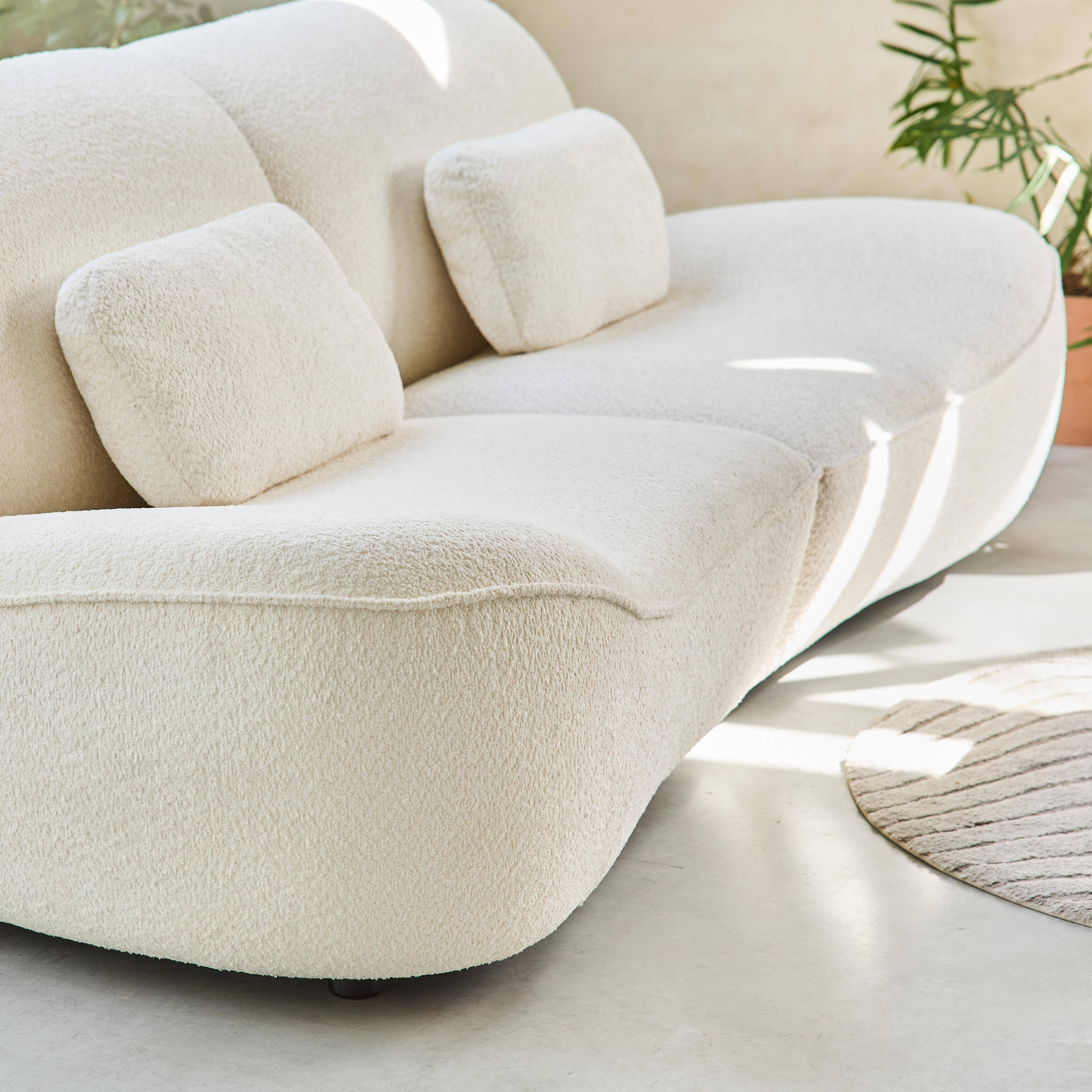 Bank 3 zitplaatsen bouclé stof wit L 265 x B 114 x H 85 cm - Nia Photo3