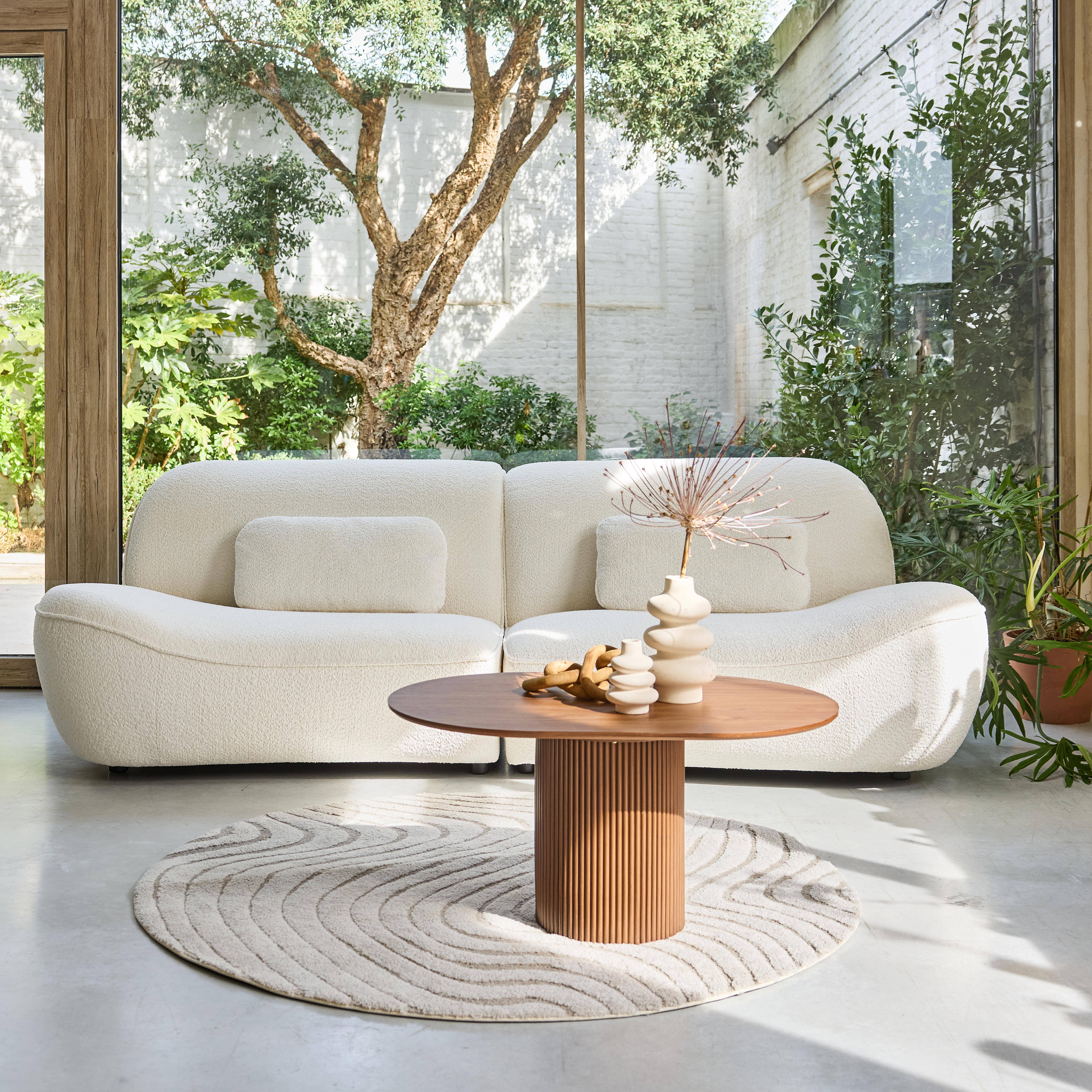 3-Sitzer Sofa mit cremeweißem Bouclébezug