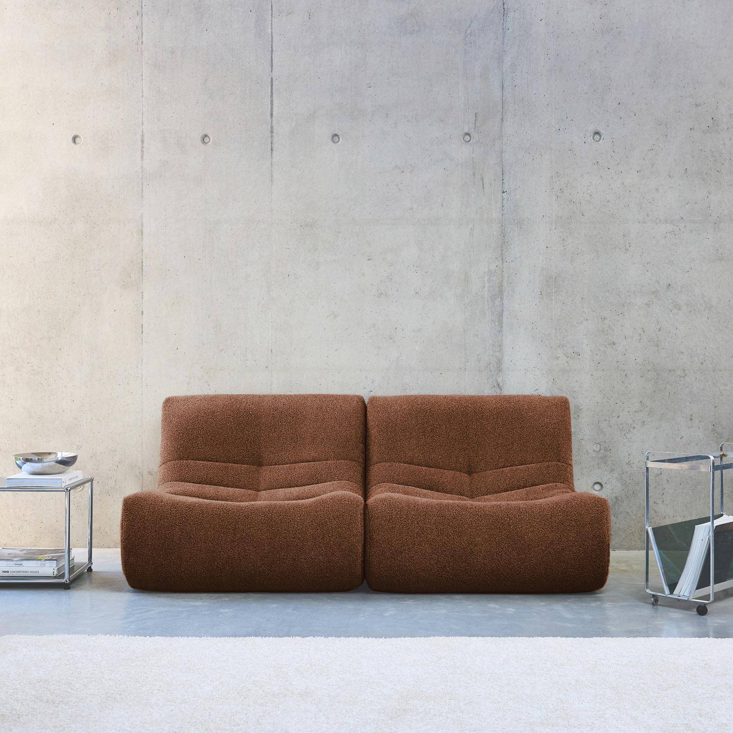 Cadeira modular de 1 lugar bouclé texturizada (Set de 2), Sokol, Terracota, 91x105x72 cm Photo2