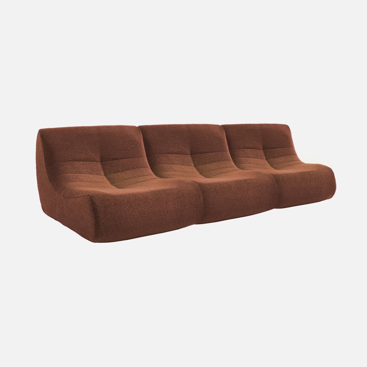 3 fauteuils chauffeuses bouclette texturée terracotta