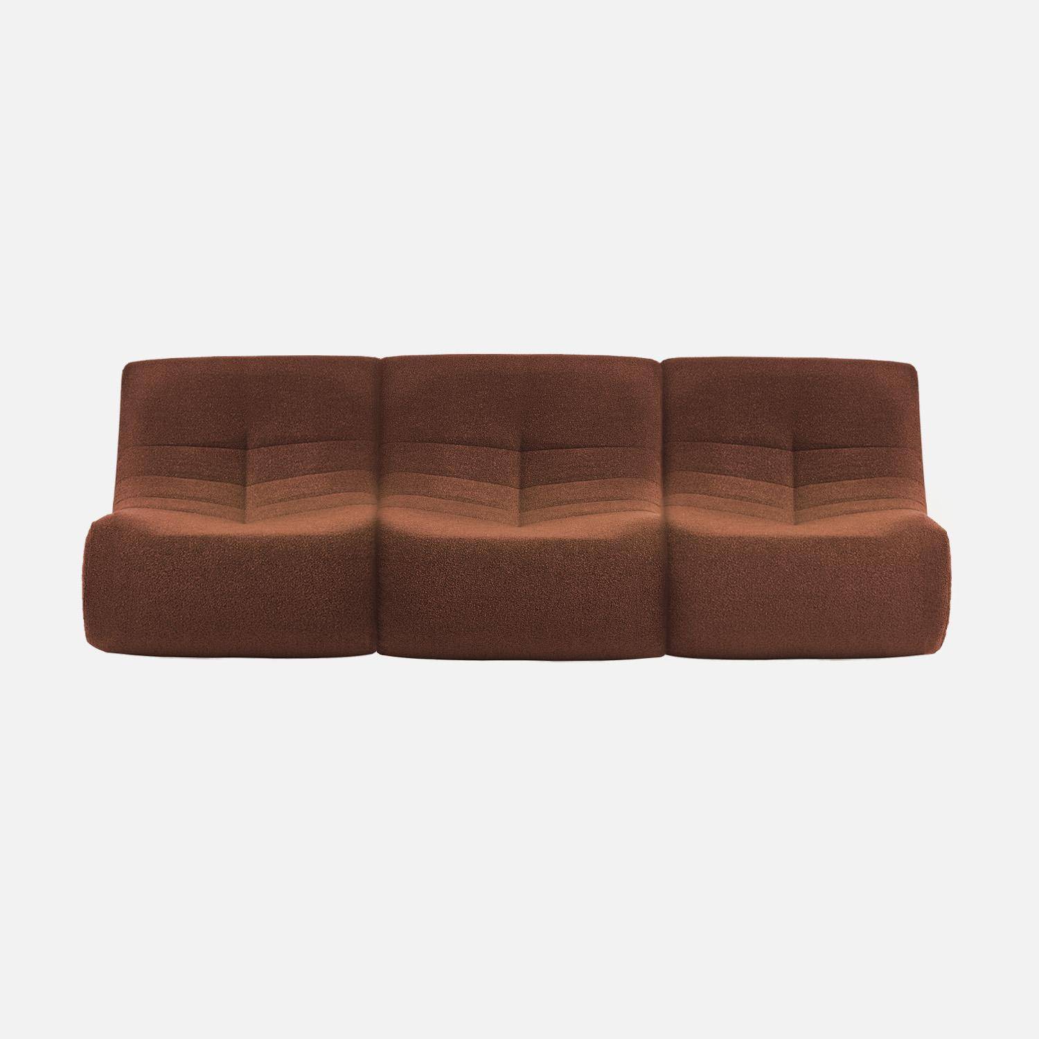 Lot de 3 fauteuils chauffeuses en bouclette texturée terracotta style contemporain 1 place,sweeek,Photo3