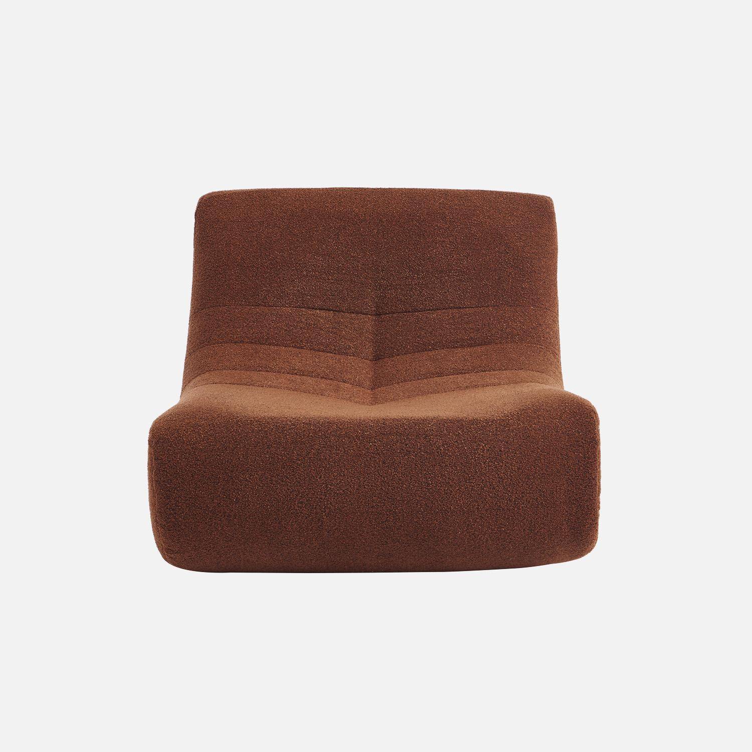 Lot de 3 fauteuils chauffeuses en bouclette texturée terracotta style contemporain 1 place Photo5