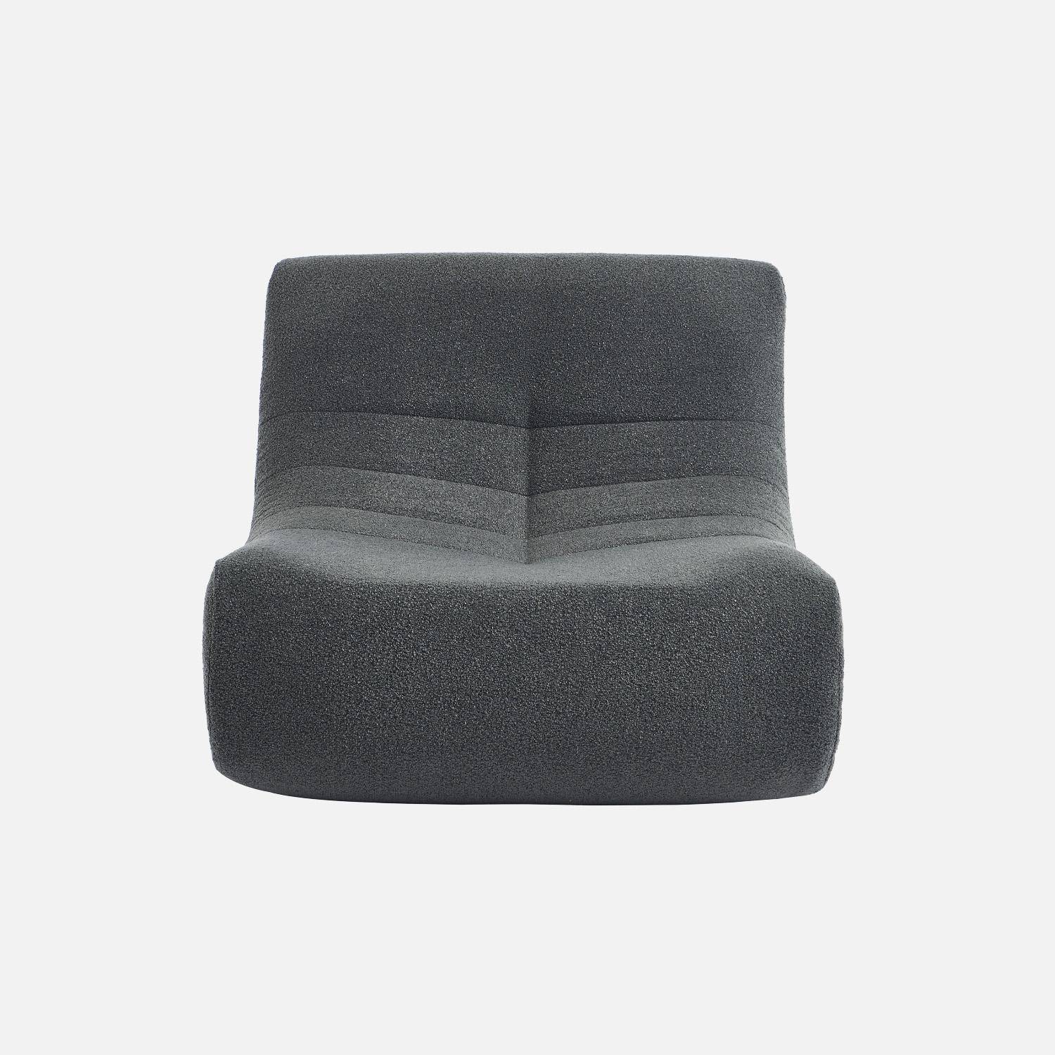 Lot de 2 fauteuils chauffeuses en bouclette texturée anthracite style contemporain 1 place Photo3
