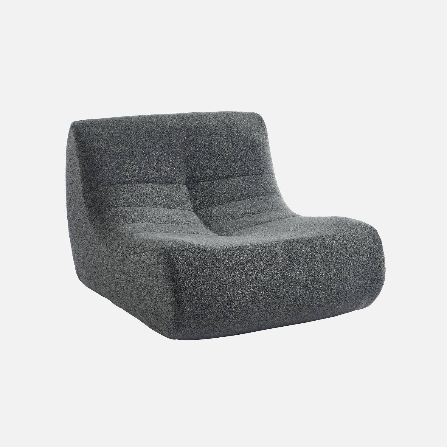 Lot de 2 fauteuils chauffeuses en bouclette texturée anthracite style contemporain 1 place Photo2