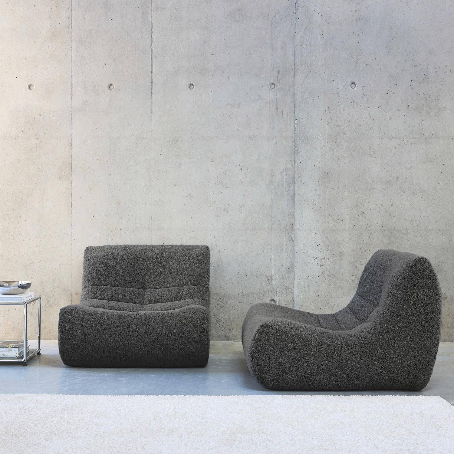 Cadeira modular de 1 lugar bouclé texturizada (Set de 2), Sokol, 91x105x72 cm,sweeek,Photo1