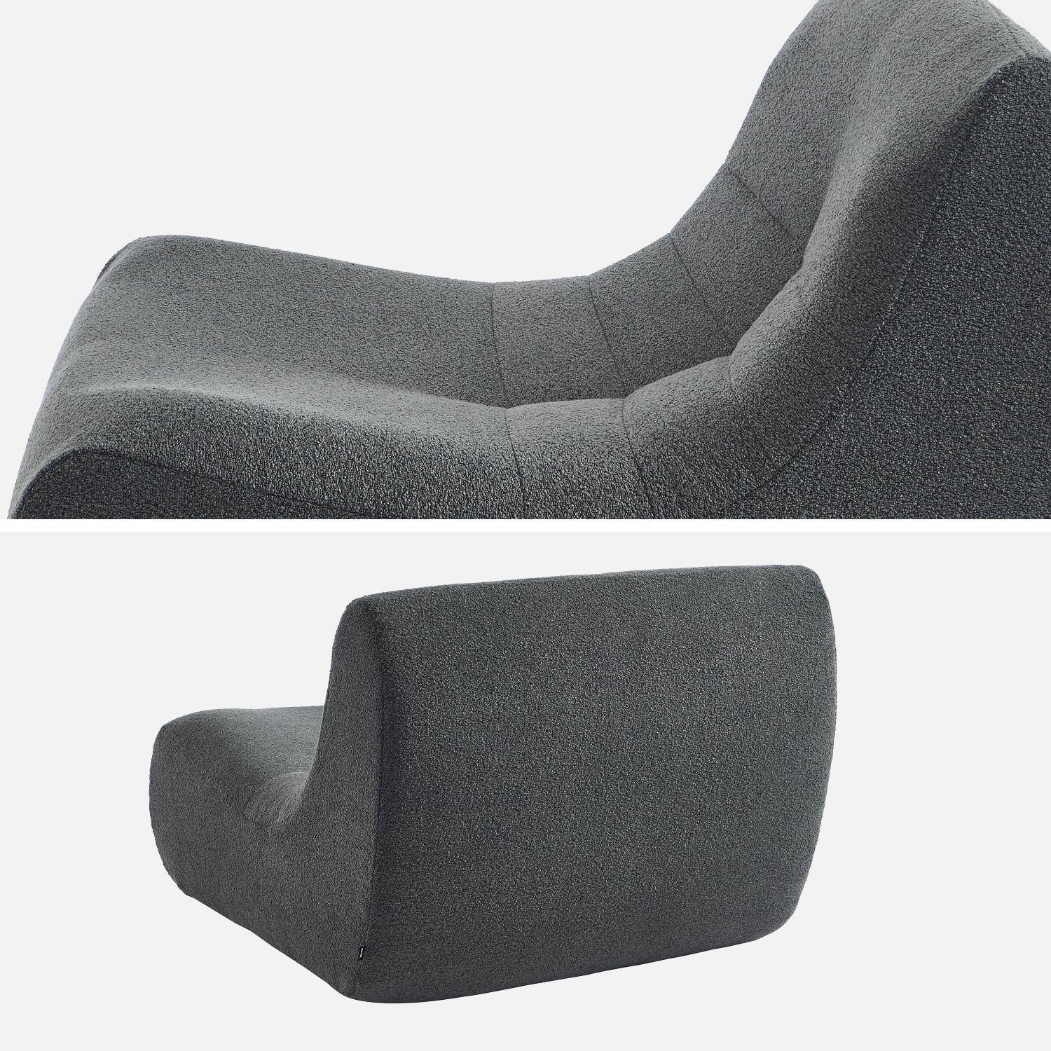 Lot de 2 fauteuils chauffeuses en bouclette texturée anthracite style contemporain 1 place Photo4